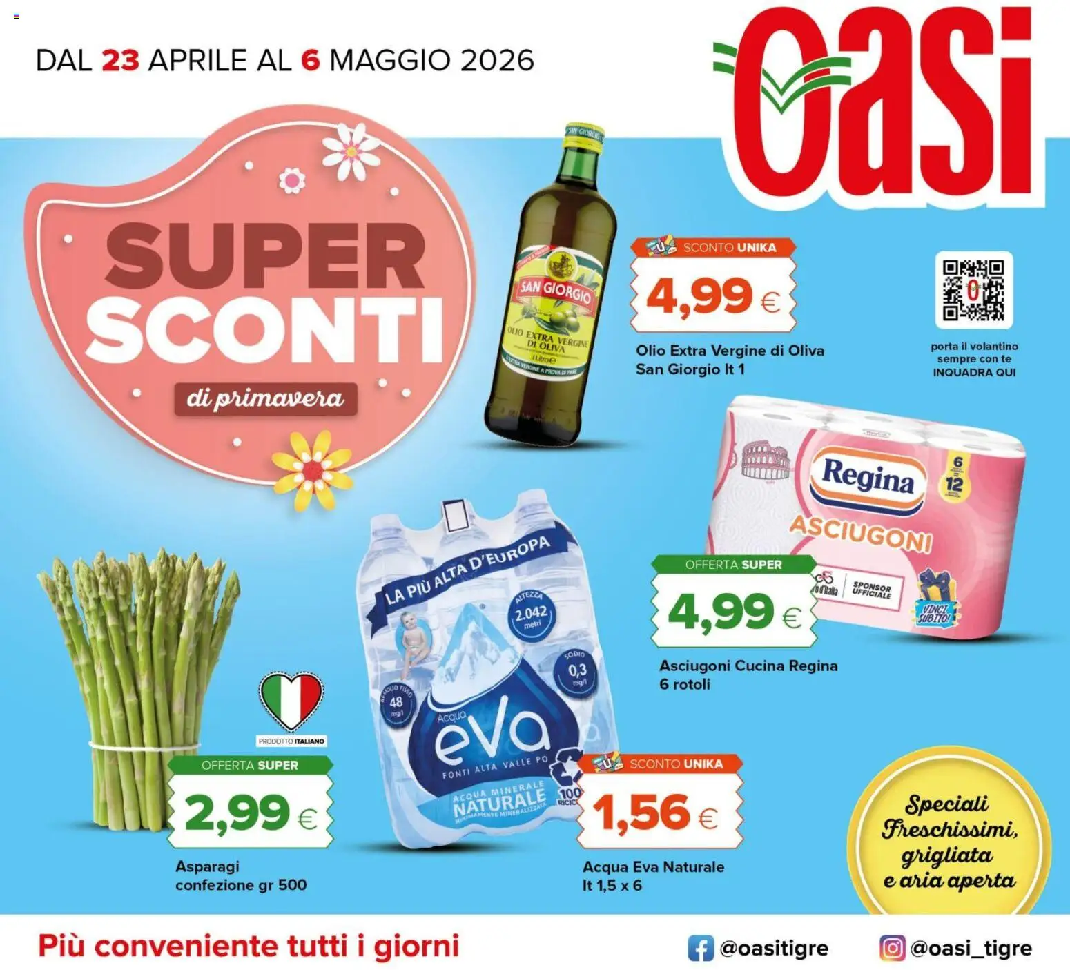 Volantino Oasi del 23.04.2026 | Pagina: 1 | Prodotti: Tè, Acqua, Asparagi, Acqua minerale
