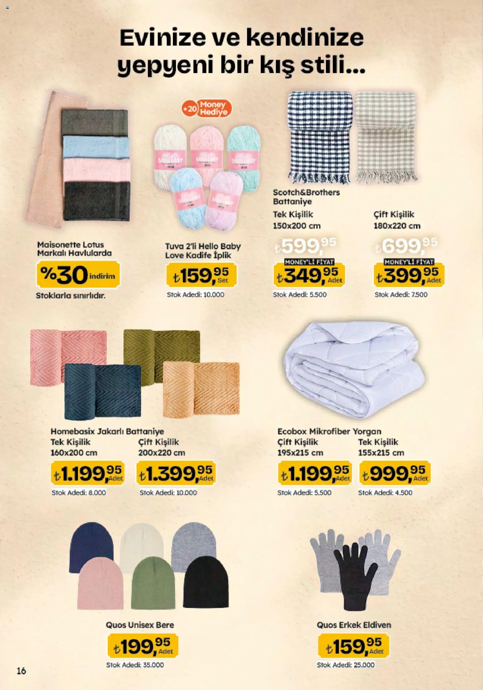 Migros Black Friday - 20.11.2025 tarihinden itibaren geçerlidir | Sayfa: 104 | Ürünler: Battaniye, Eldiven, Yorgan