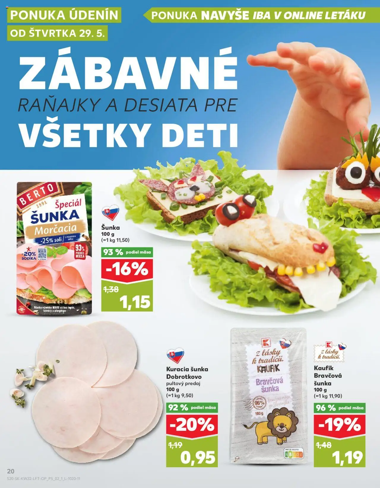Nové Kaufland akcie – leták je platný od 29.05.2025 | Strana: 20 | Produkty: Šunka