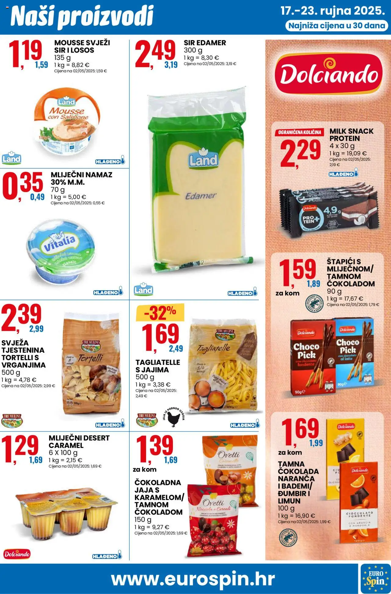 Eurospin katalog | vrijedi od 17.09.2025 | Stranica: 9 | Proizvodi: Mliječni namaz, Čokolada, Losos, Namaz