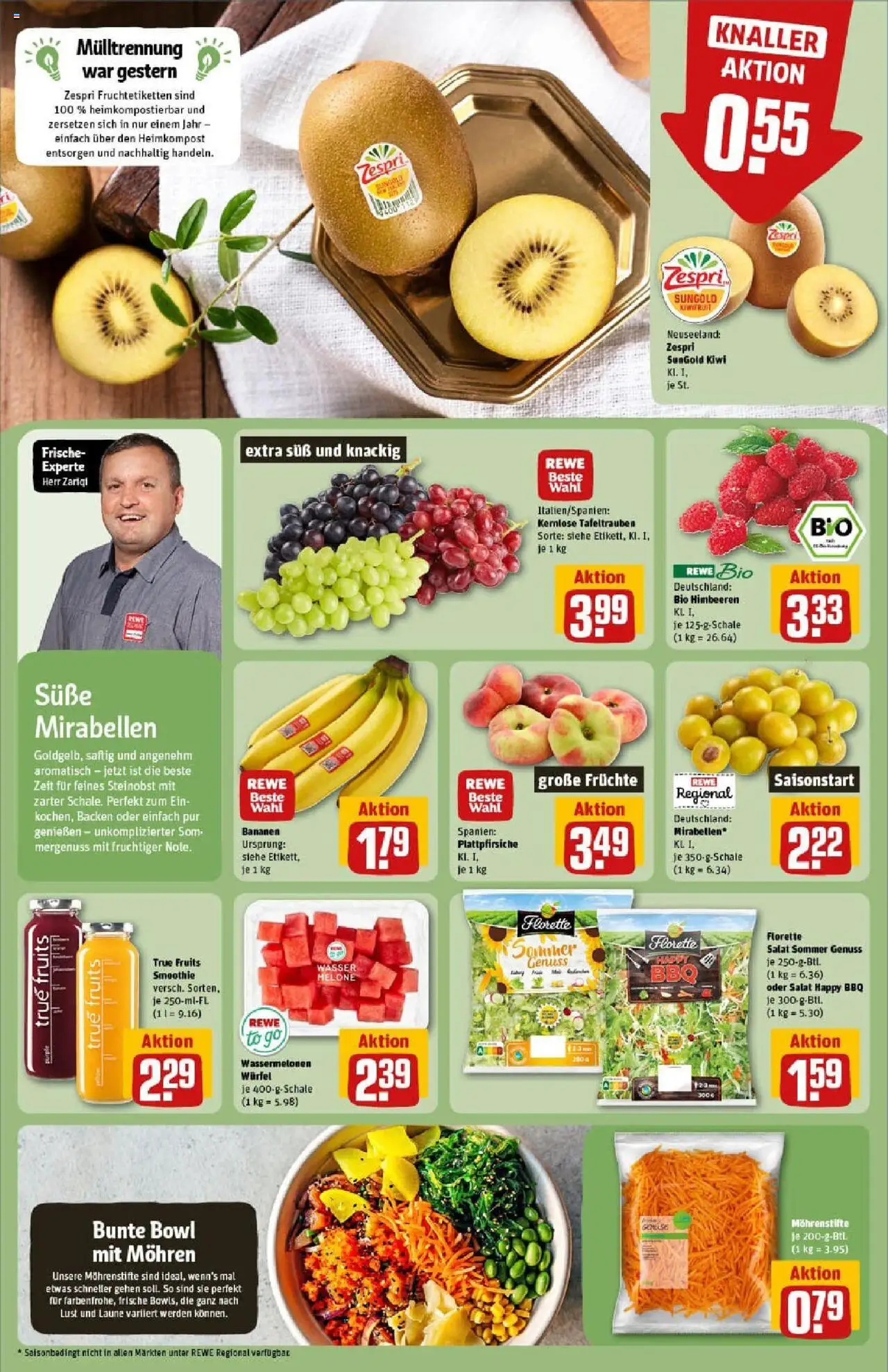 Rewe prospekt Erkelenz	 - gültig ab dem 11.08.2025 | Seite: 6 | Produkte: Himbeeren, Bananen, Melone, Kiwi