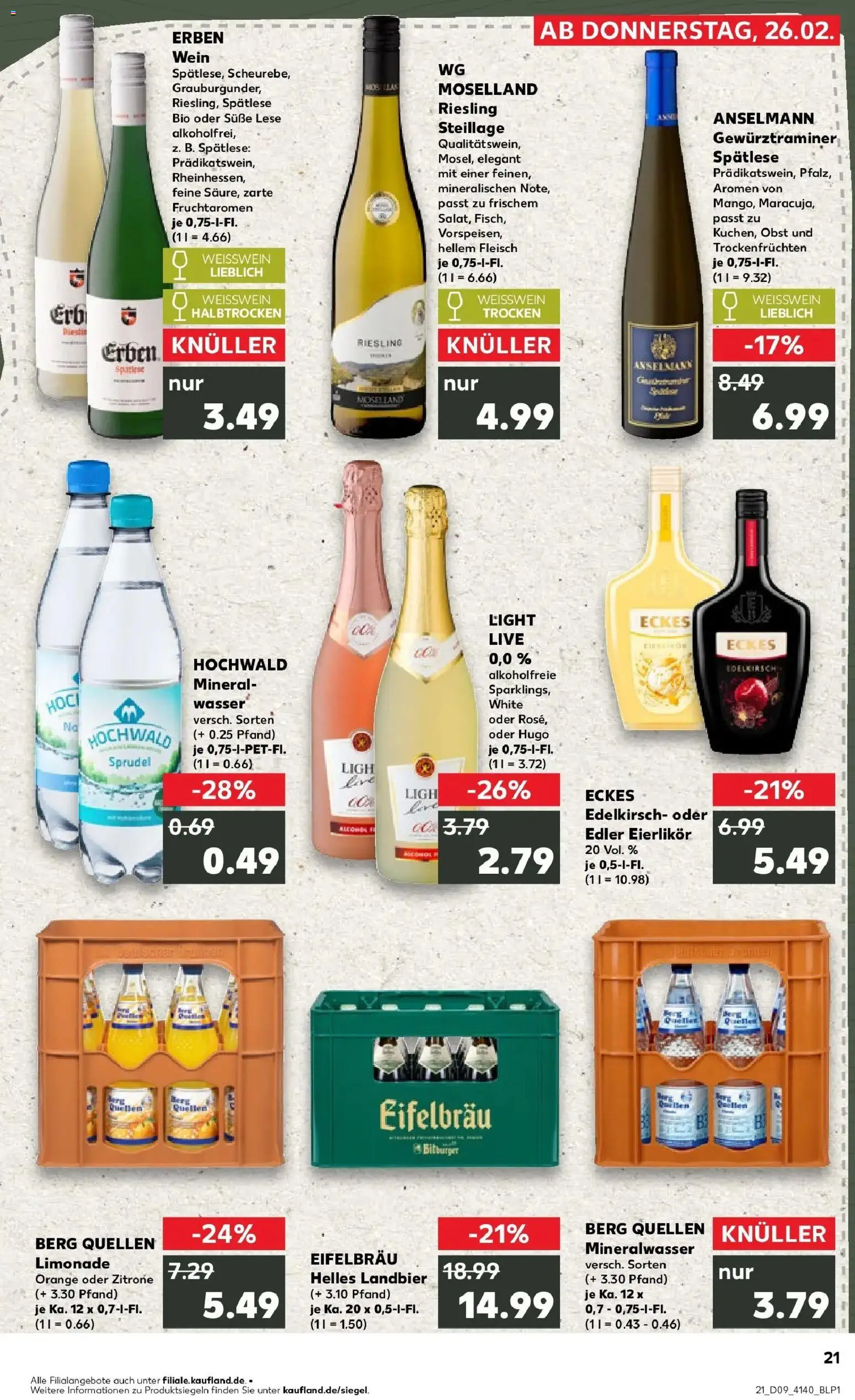 Kaufland prospekt Konz	 – gültig ab 26.02.2026 | Seite: 21 | Produkte: Limonade, Wasser, Obst, Fleisch