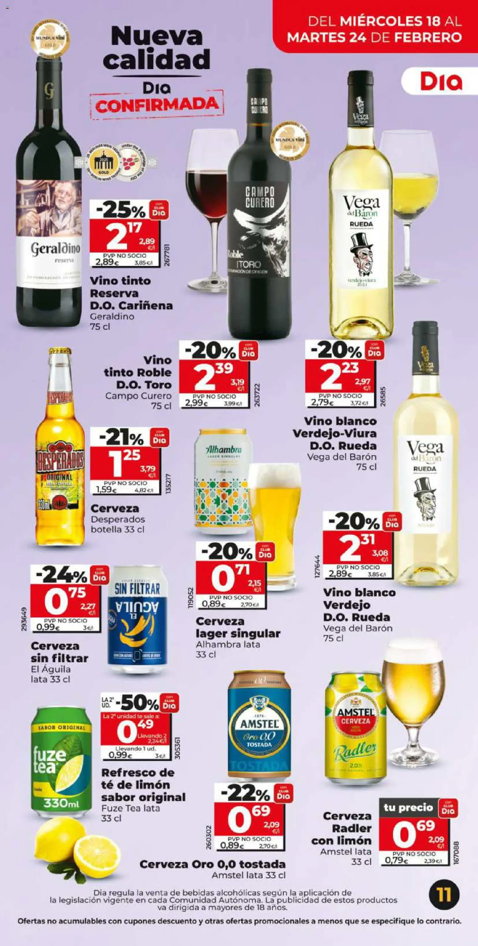Dia - folleto Market │ válido desde el 18.02.2026 | Página: 11 | Productos: Vino, Cerveza, Té, Παρμεζάνα