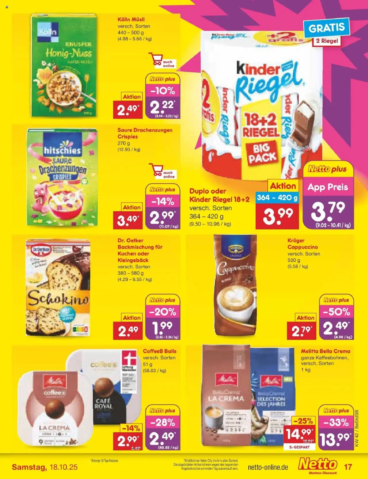 Netto Marken-Discount Prospekt 	 – gültig ab 13.10.2025 | Seite: 19 | Produkte: Musli, Melitta, Kolln, Kuchen