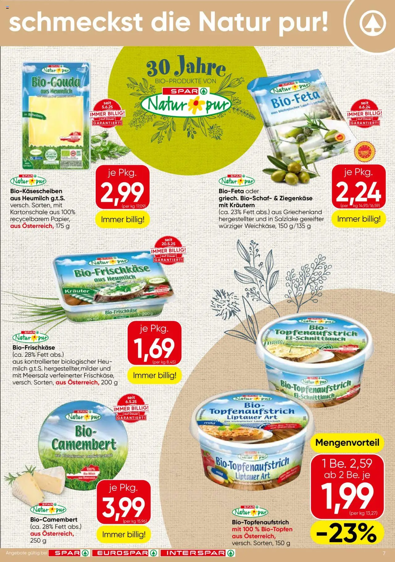 Spar Natur*pur - Tirol gültig ab 21.08.2025 | Seite: 7 | Produkte: Milch