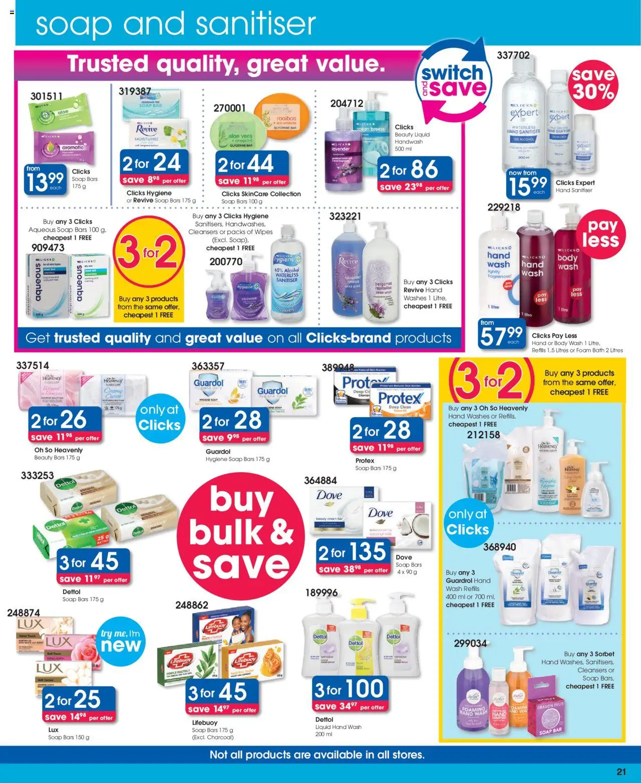 New Clicks catalogue – valid from 09.09.2025 | Page: 21 | Products: Bath, Cream, Body wash, Sanitiser