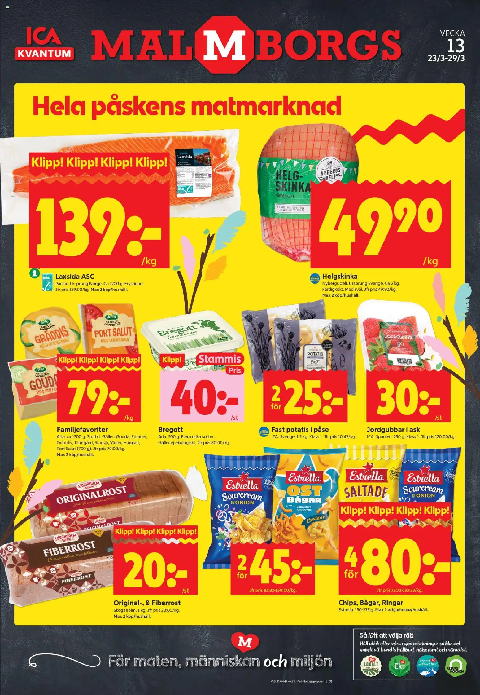 ICA Kvantum reklamblad aktuell från 23.03.2026 | Sida: 1 | Produkter: Håv, Galler, Cheddar, Bregott
