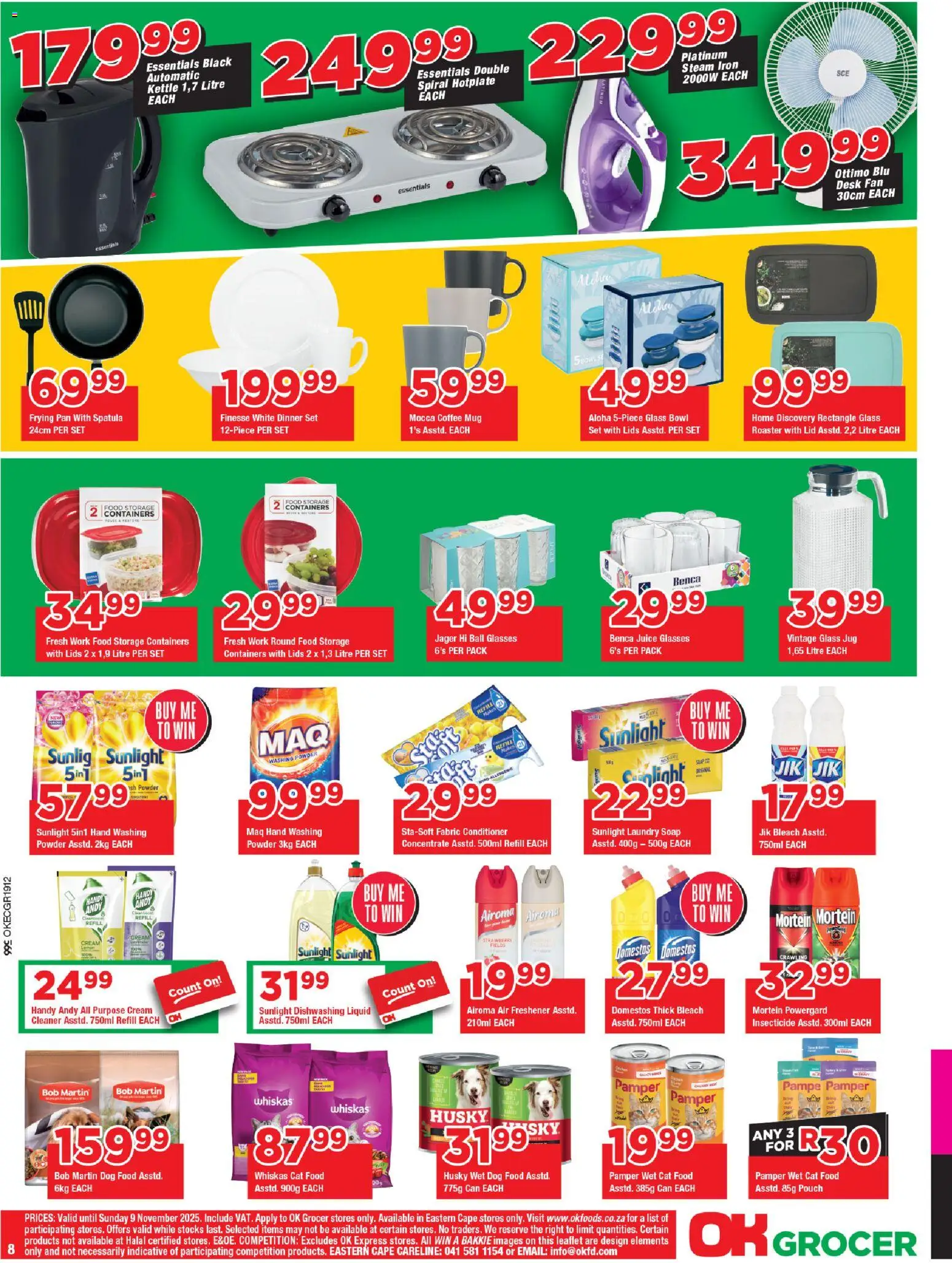 New OK Foods catalogue – valid from 24.10.2025 | Page: 8 | Products: Desk, Bowl, Air freshener, Dishwashing liquid