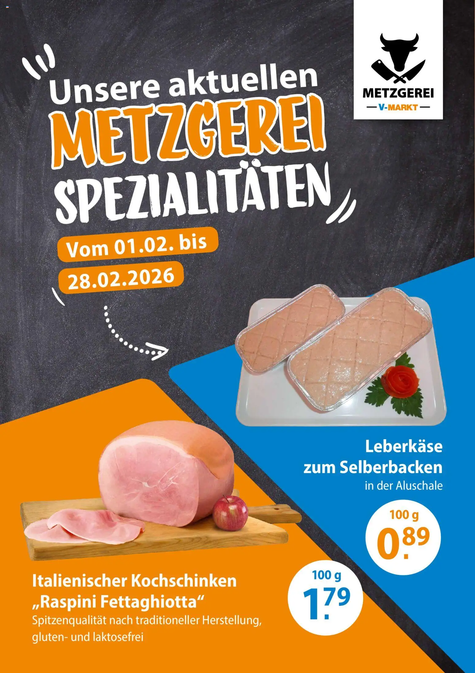 V-Markt - Metzgereiangebote Februar – gültig ab 01.02.2026 | Seite: 1 | Produkte: Leberkase