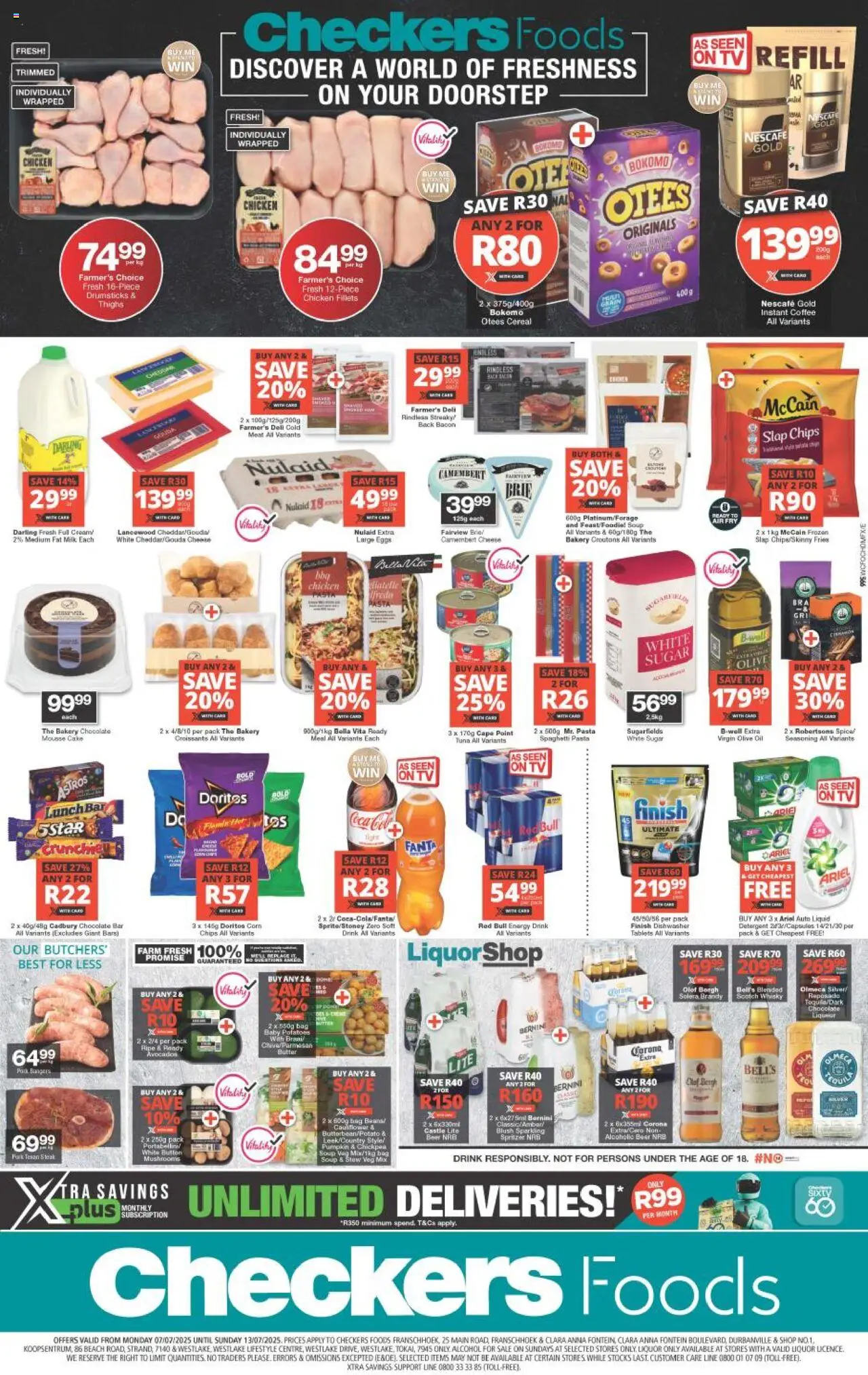 Checkers Western Cape - Foods July Mid-Month Promotion │ valid from 07.07.2025 | Page: 1 | Products: Steak, Butter, Oil, Ham