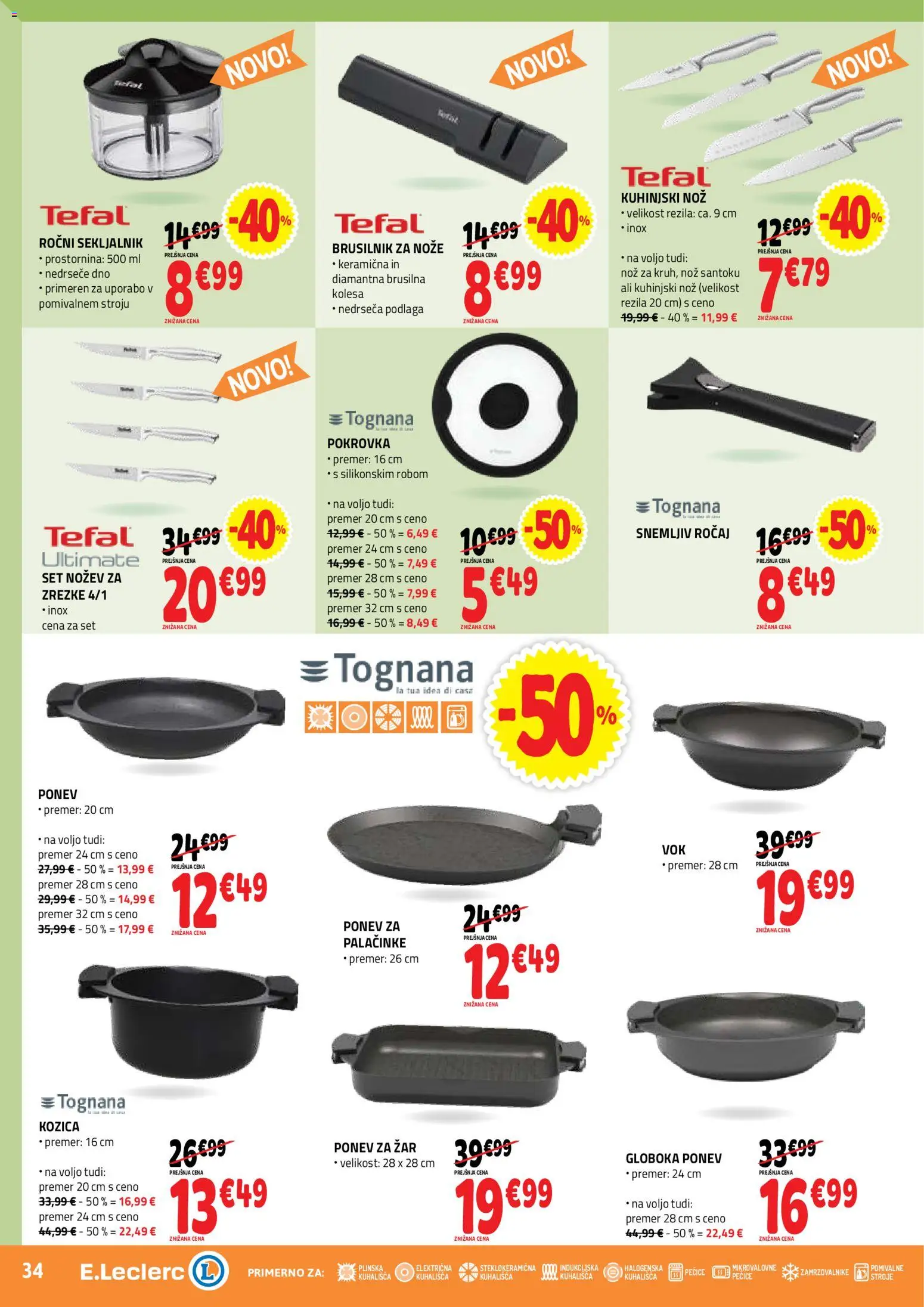 Novi E.leclerc katalog ponudbe – veljaven od 25.03.2026 | Stran: 34 | Izdelki: Nož, Zar, Palačinke, Brusilnik