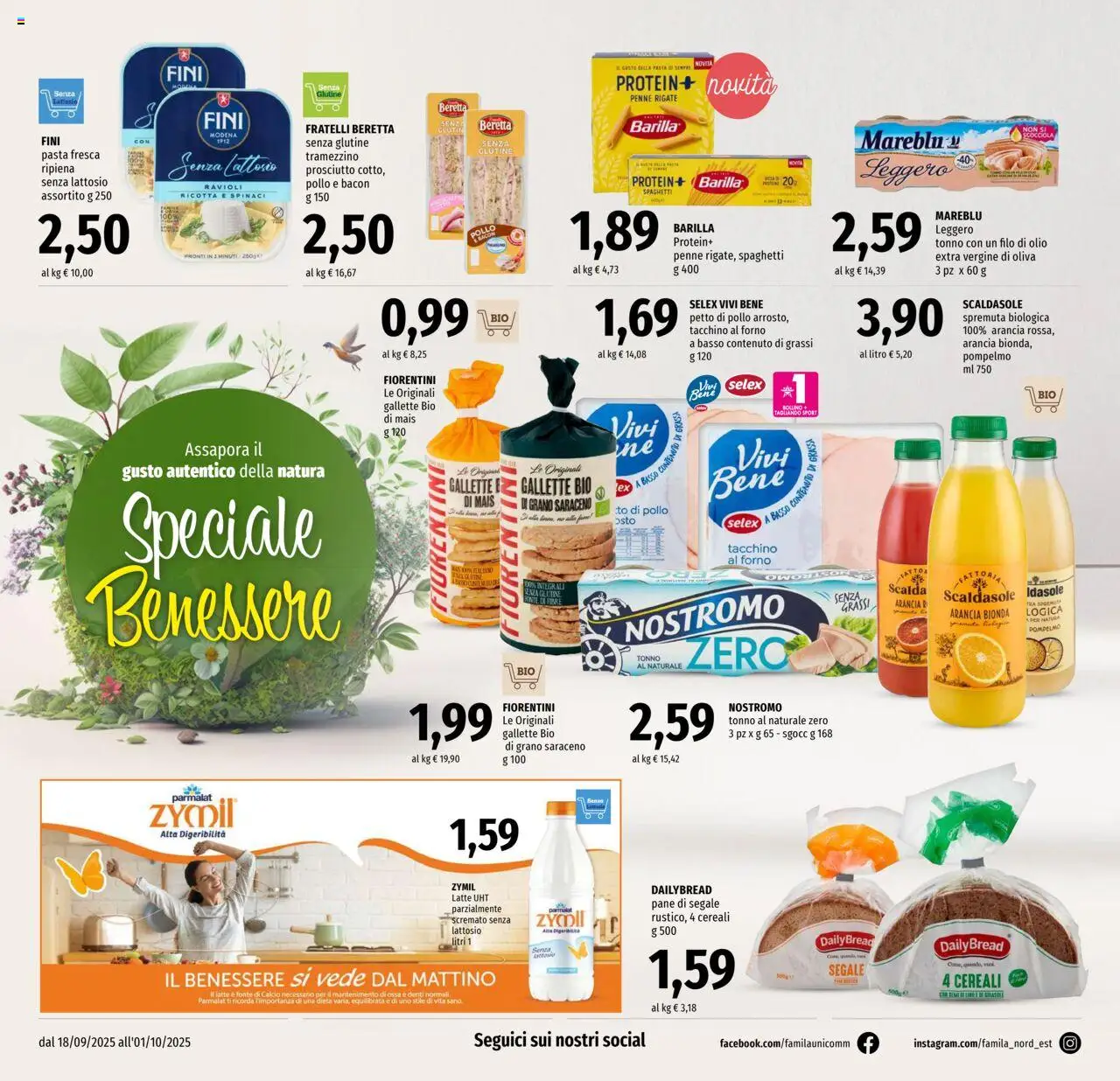Volantino Famila del 18.09.2025 | Pagina: 14 | Prodotti: Latte, Gallette, Tonno al naturale, Arancia