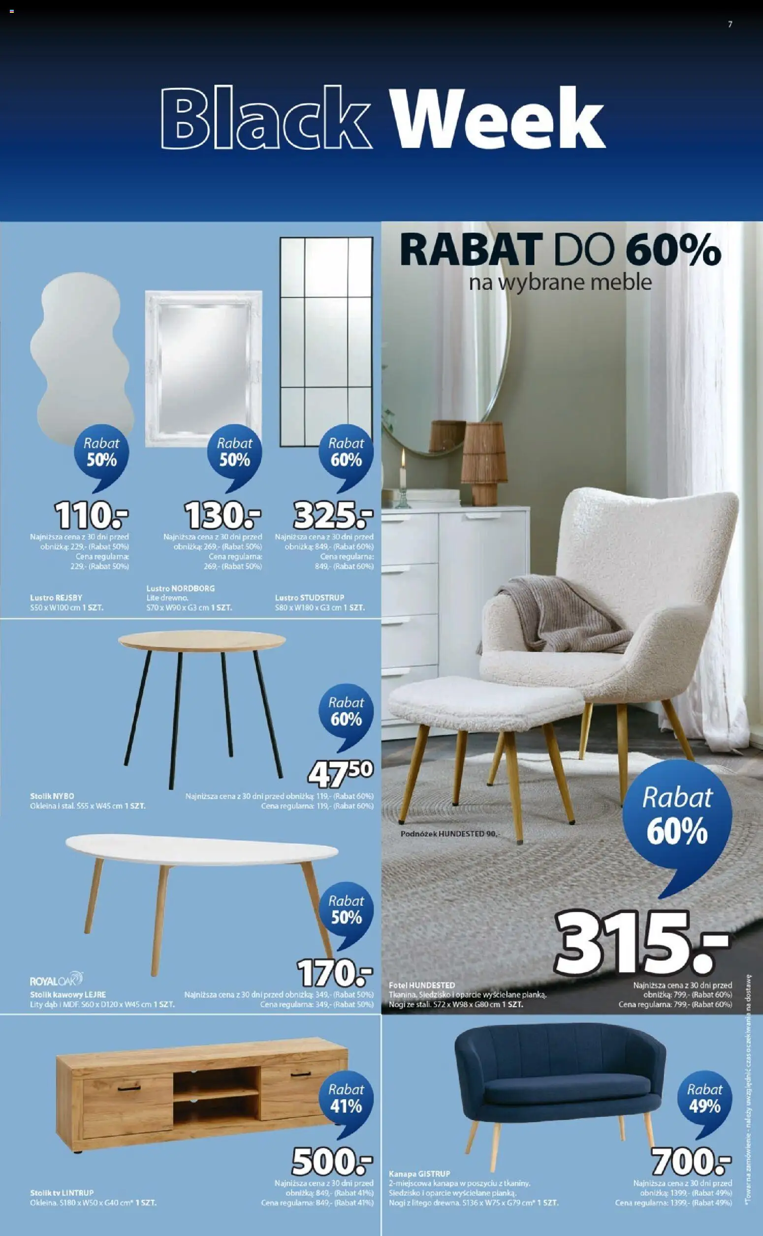 JYSK Black Friday od 21.11.2025 | Strona: 7 | Produkty: Fotel, Kanapa, Stolik kawowy, Lustro
