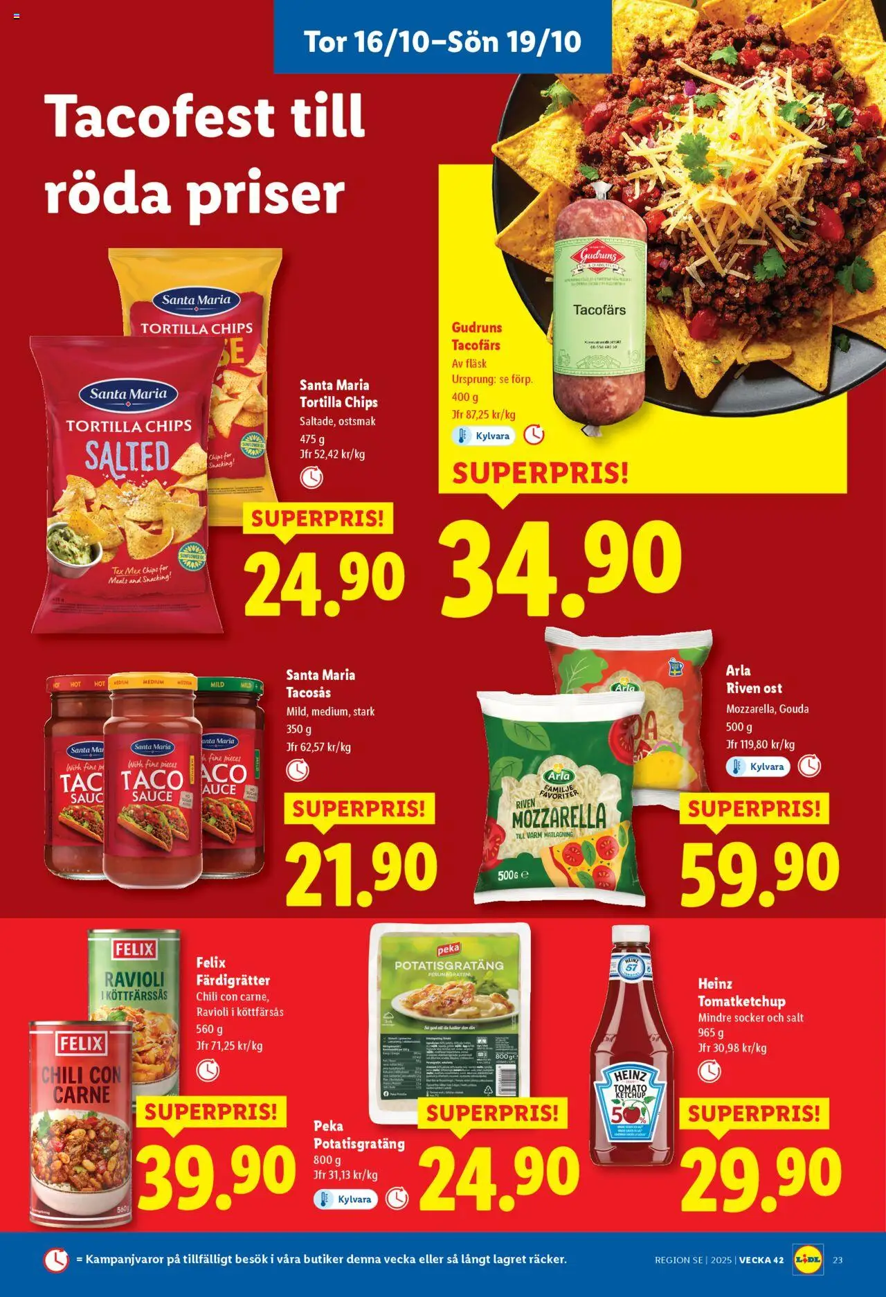 Lidl reklamblad aktuell från 13.10.2025 | Sida: 27 | Produkter: Salt, Tacosås, Potatisgratäng, Fläsk