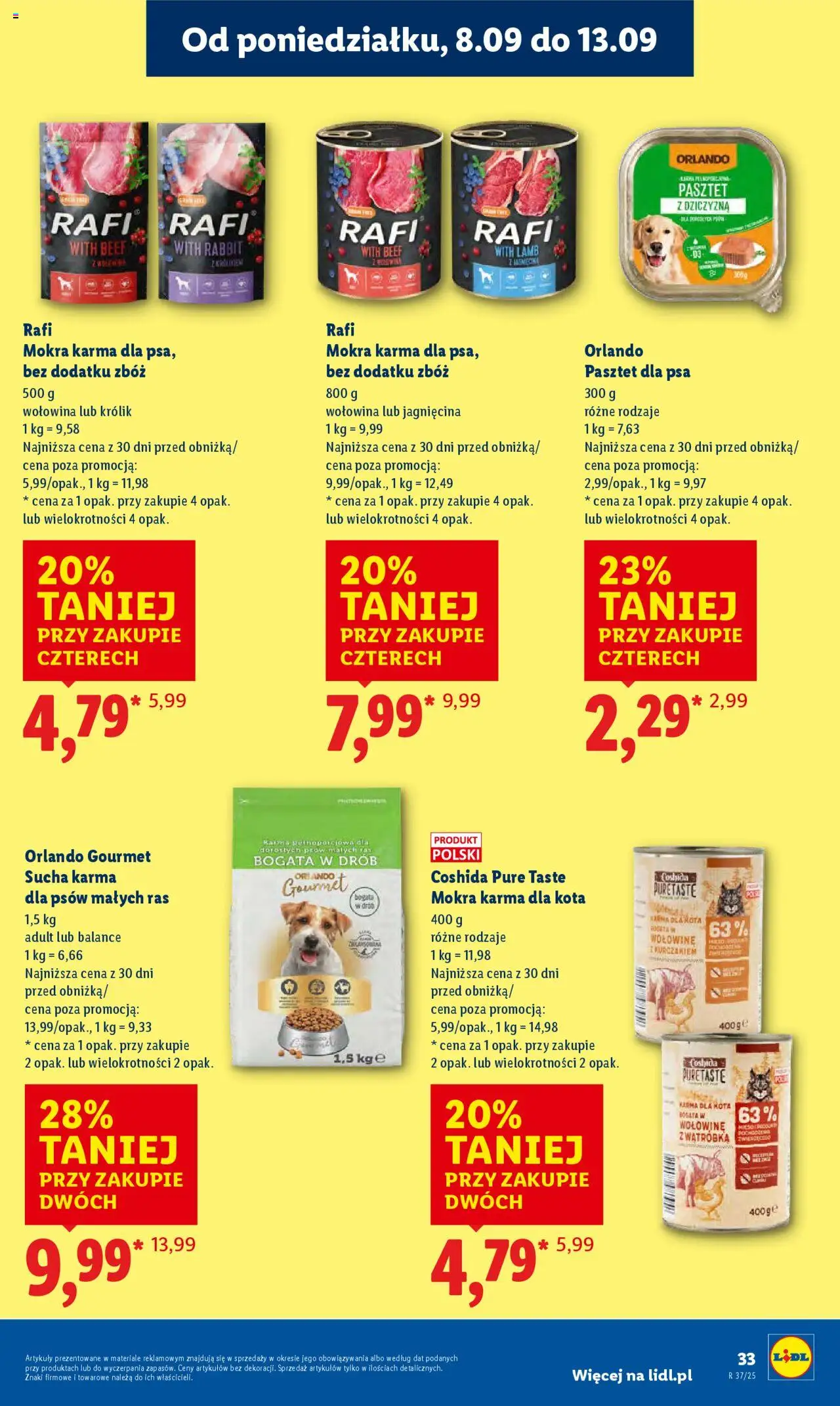 Lidl Gazetka od 08.09.2025 | Strona: 35 | Produkty: Jagnięcina, Karma dla kota, Wołowina, Karma dla psów