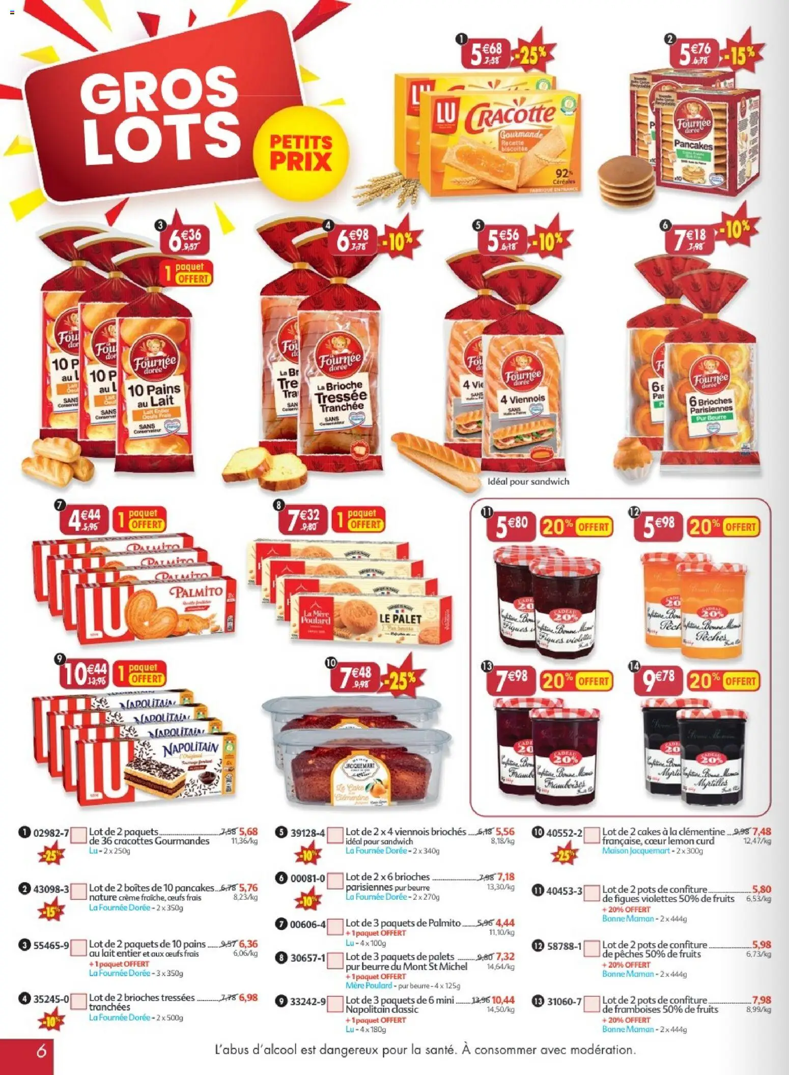 {H1} | Page: 6 | Produits: Sandwich, Lait, Céréales, Crème