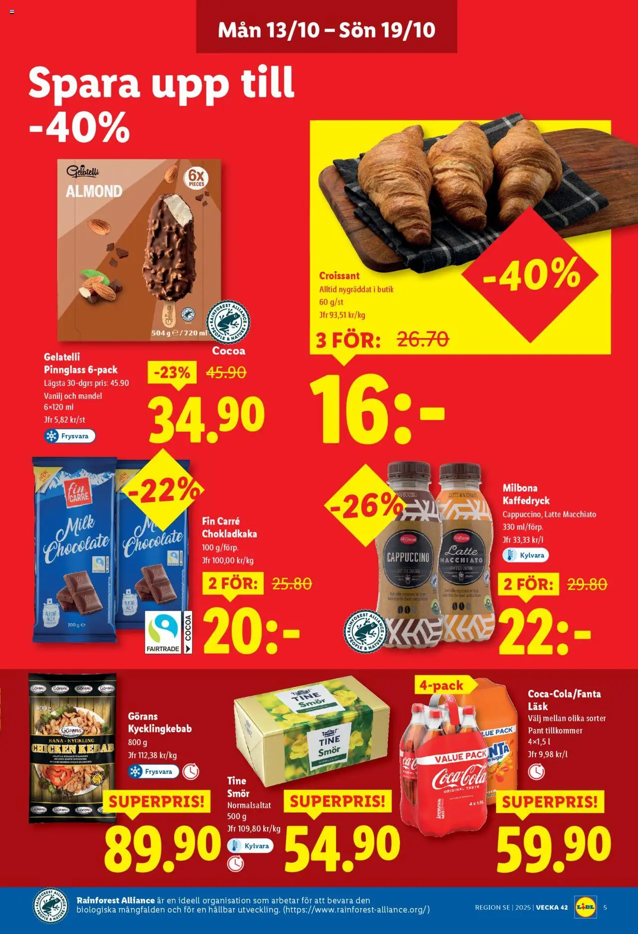 Lidl reklamblad aktuell från 13.10.2025 | Sida: 5 | Produkter: Chokladkaka, Smör
