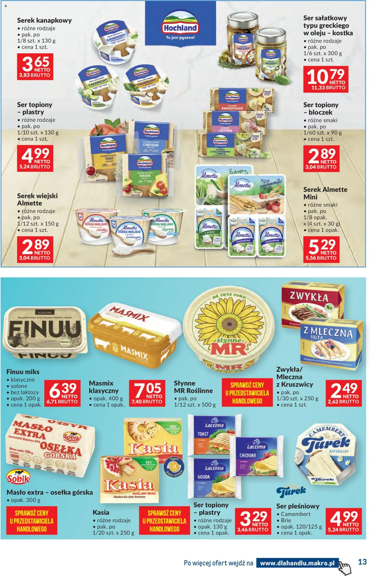 Makro gazetka - Dystrybucja do sklepów od 07.04.2026 | Strona: 13 | Produkty: Osełka, Serek, Ser, Cheddar