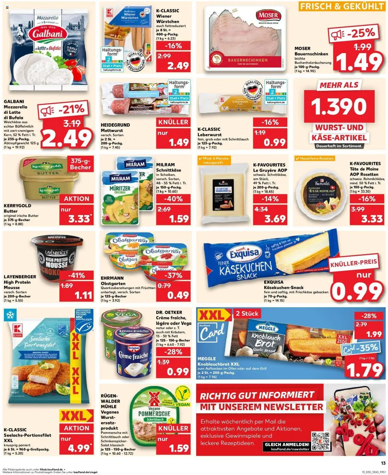 Kaufland prospekt Schmölln	 – gültig ab 28.08.2025 | Seite: 13 | Produkte: Quark, Exquisa, Wurst, Brot