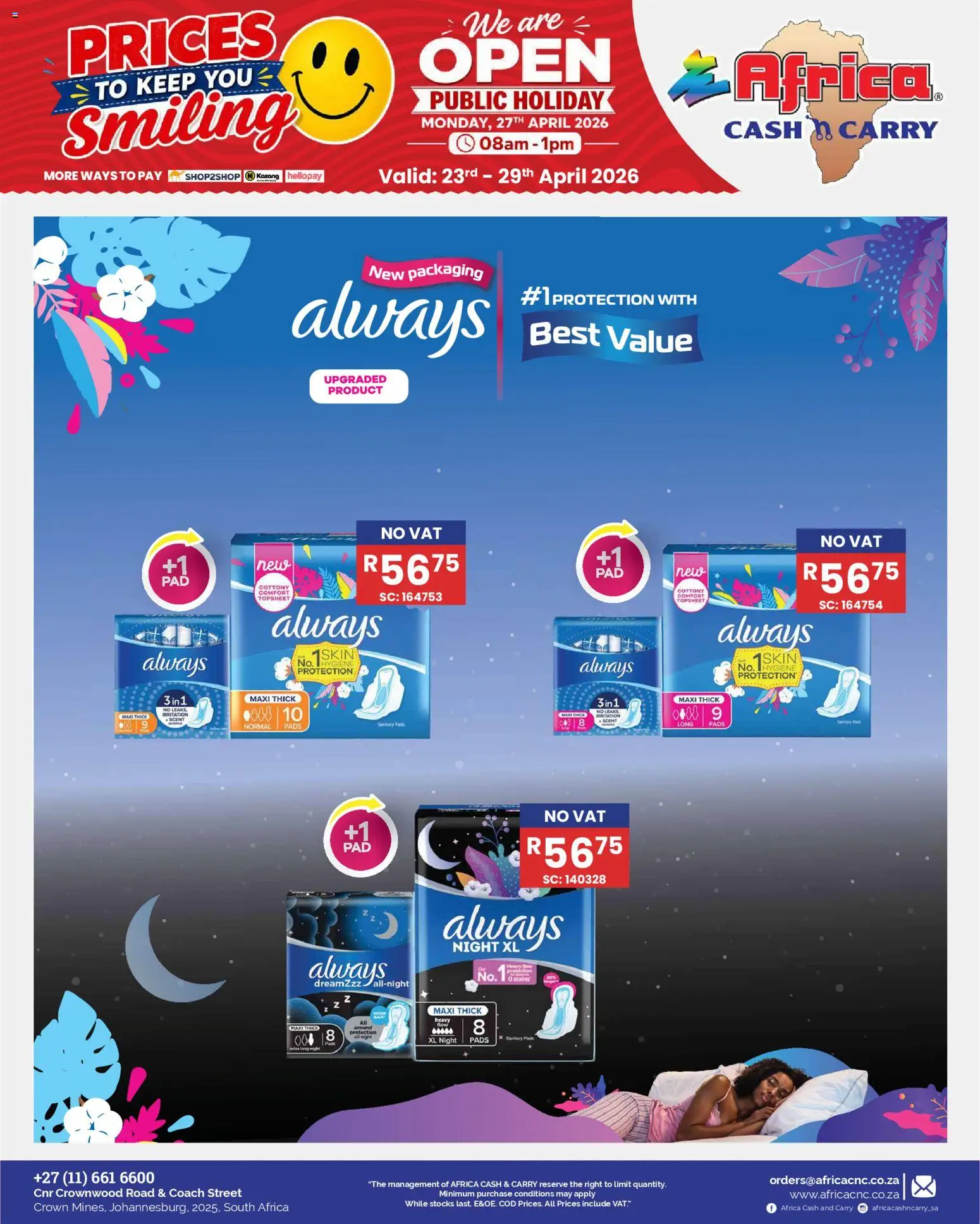 New Africa Cash & Carry catalogue – valid from 23.04.2026 | Page: 46 | Products: Pads