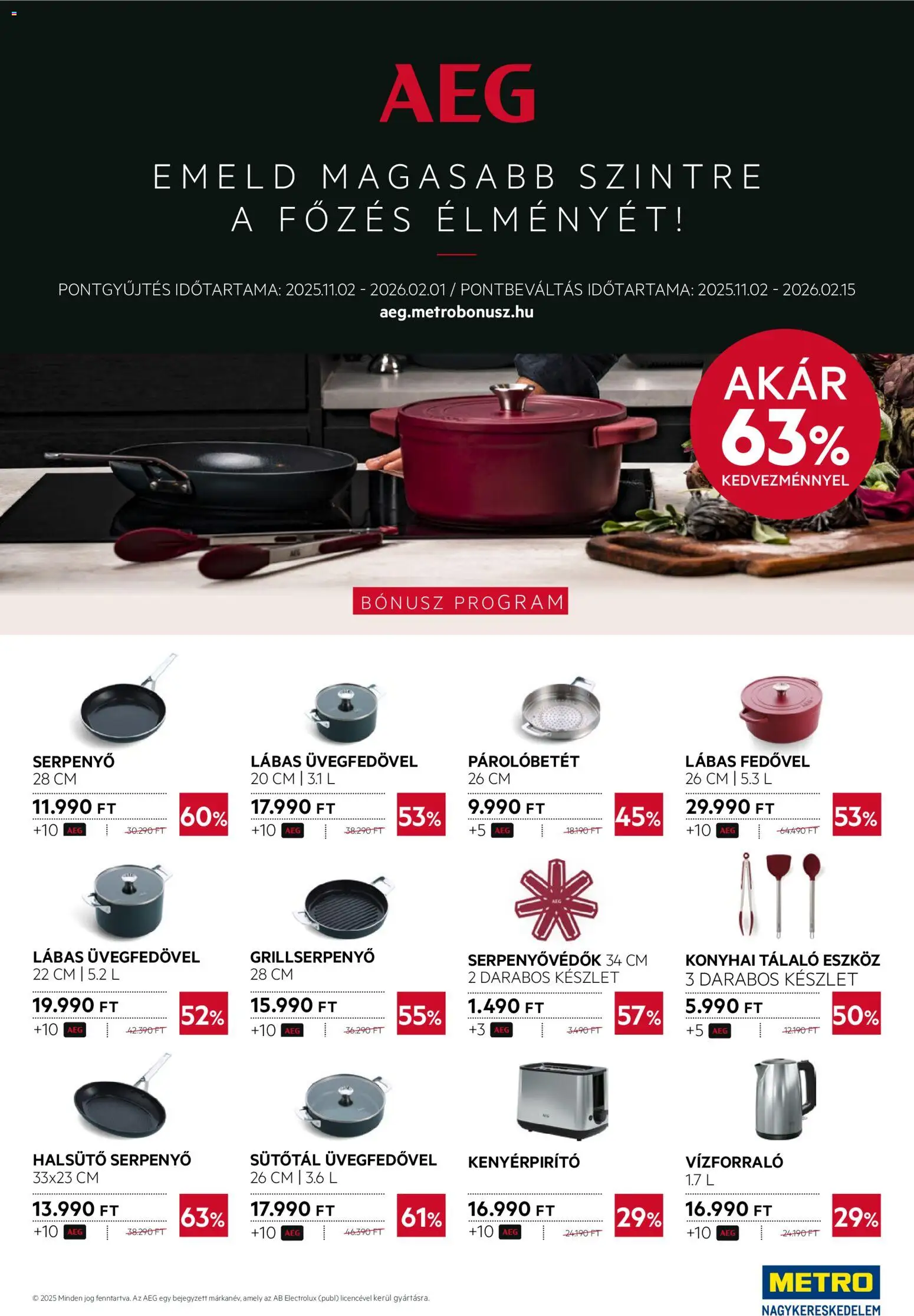 Metro akciós ujság - amely érvényes a következő dátumtól: 01.12.2025 | Oldal: 33 | Termékek: Vízforraló, Kenyérpirító, Serpenyő