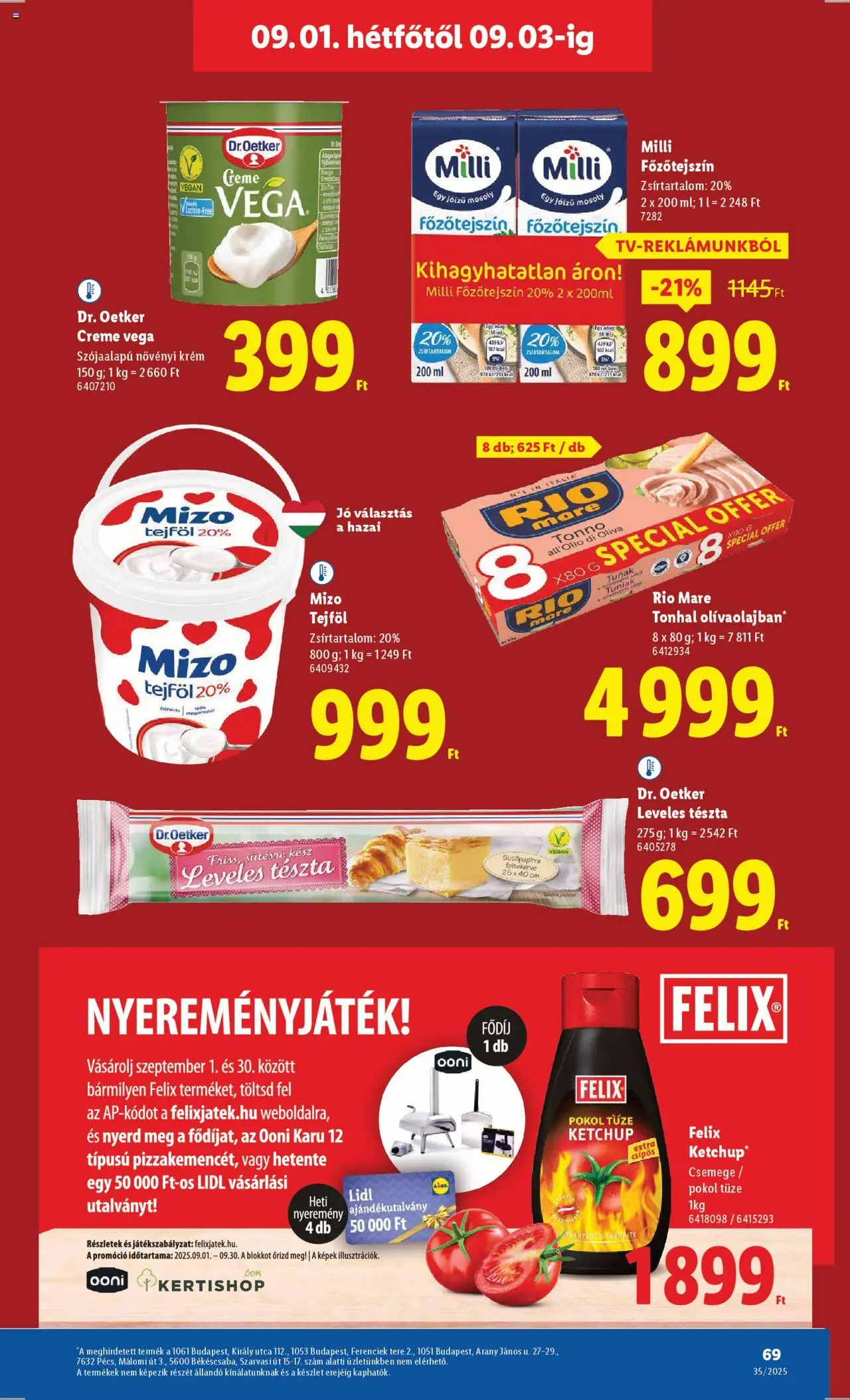 Lidl akciós ujság - amely érvényes a következő dátumtól: 28.08.2025 | Oldal: 69 | Termékek: Tonhal, Leveles tészta, Tészta, Vegán
