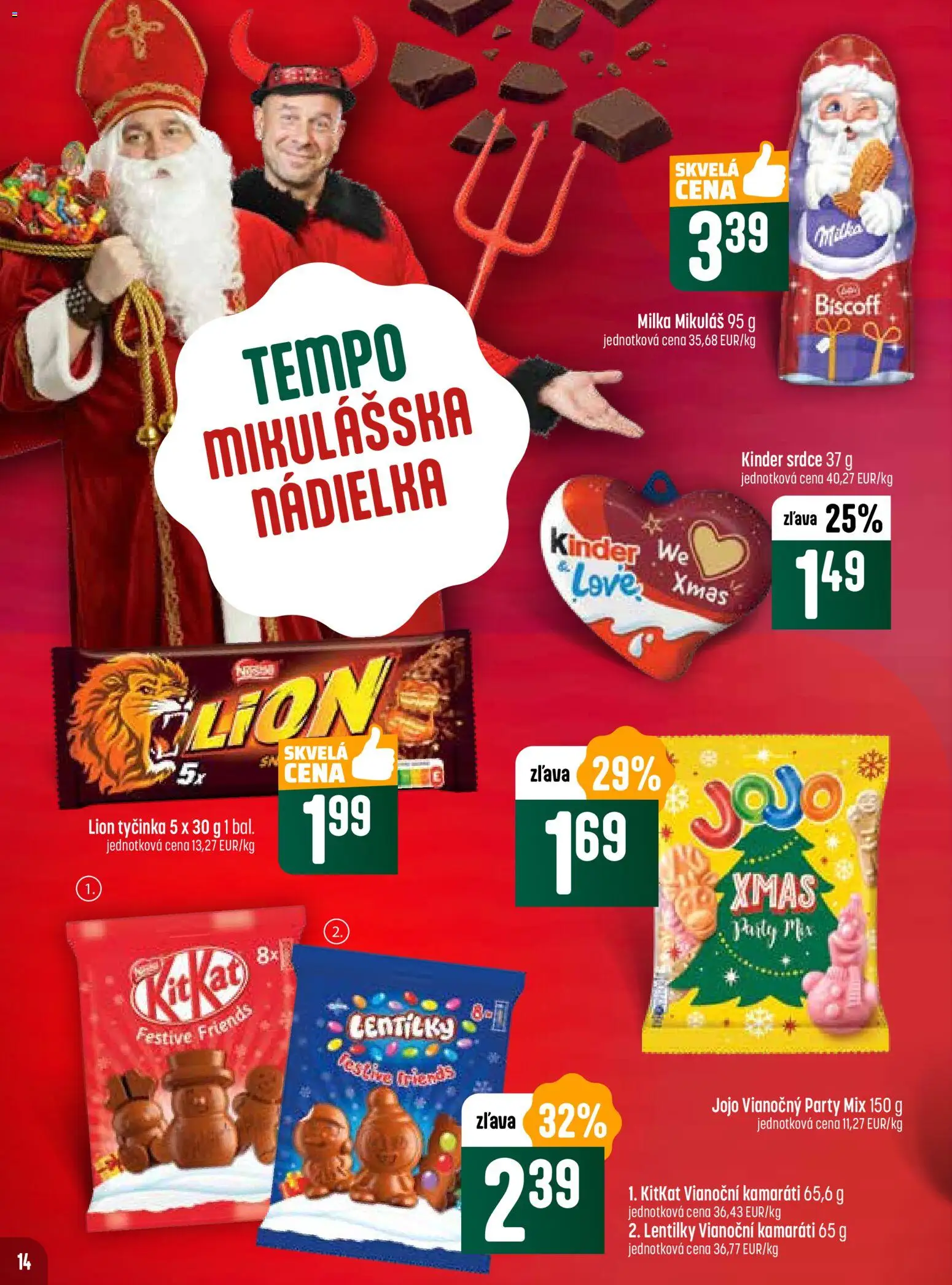 Nové COOP Jednota akcie – leták je platný od 20.11.2025 | Strana: 14 | Produkty: Kinder, Milka