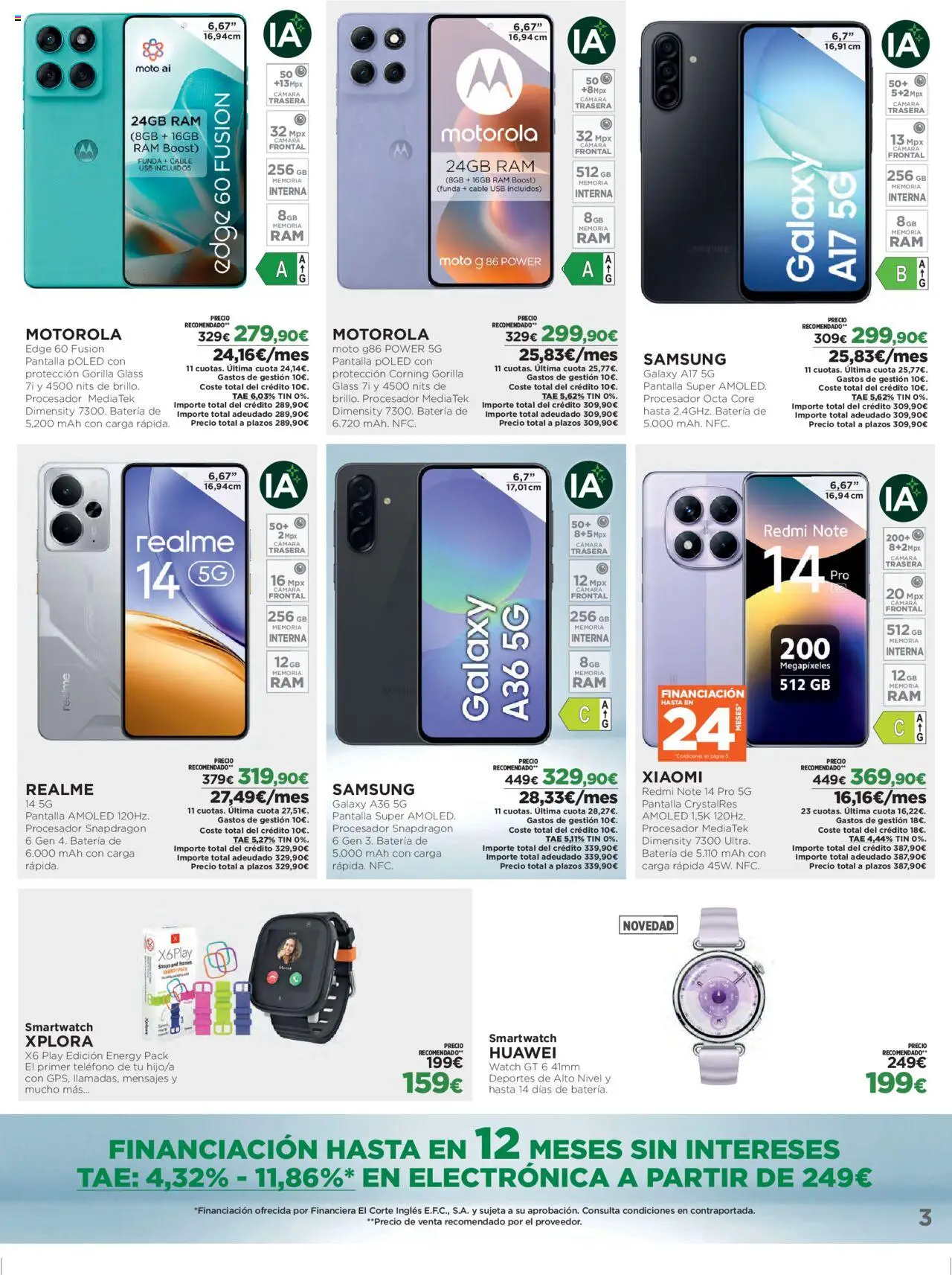 El Corte Inglés ofertas │ válido desde el 06.10.2025 | Página: 3 | Productos: Teléfono, Funda, USB, Batería