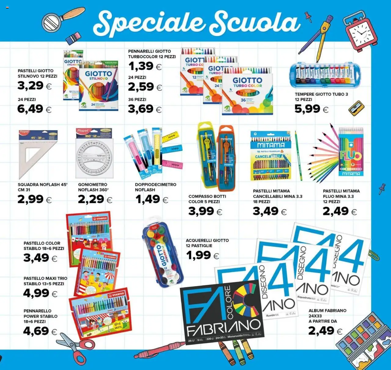 Volantino Oasi del 21.08.2025 | Pagina: 5 | Prodotti: Tubo, Compasso, Pennarelli, Pastelli