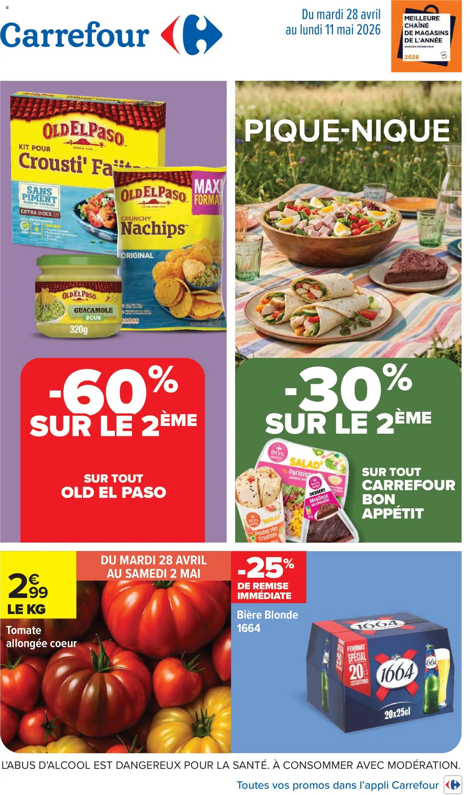 {H1} | Page: 1 | Produits: Bière blonde, Guacamole, Piment, Bière