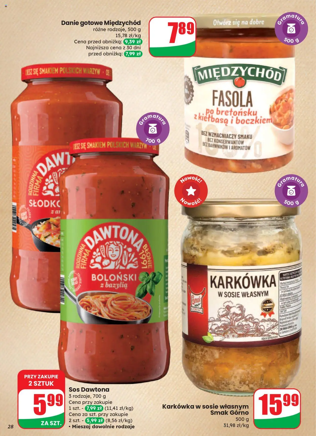Dino Gazetka od 13.08.2025 | Strona: 28 | Produkty: Kiełbasa, Karkówka, Bazylia, Sos