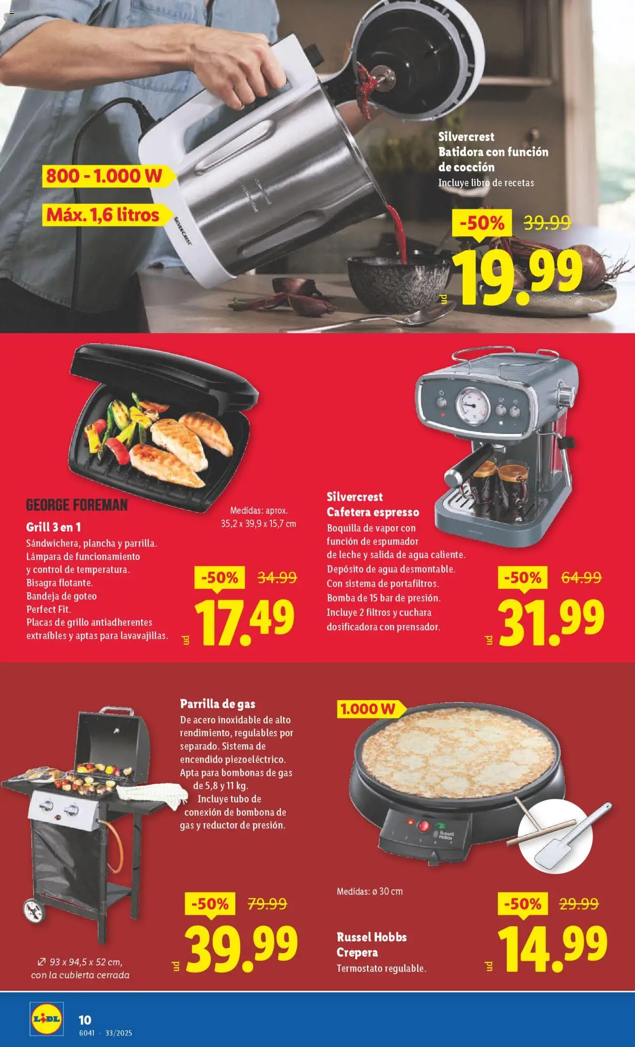 Lidl folleto │ válido desde el 11.08.2025 | Página: 10 | Productos: Leche, Parrilla, Cafetera, Plancha