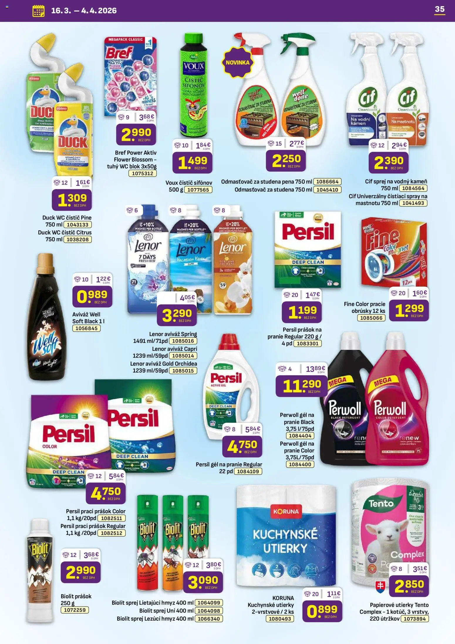 Nové Libex akcie – leták je platný od 16.03.2026 | Strana: 35 | Produkty: Persil, Perwoll, Wc, Wc blok