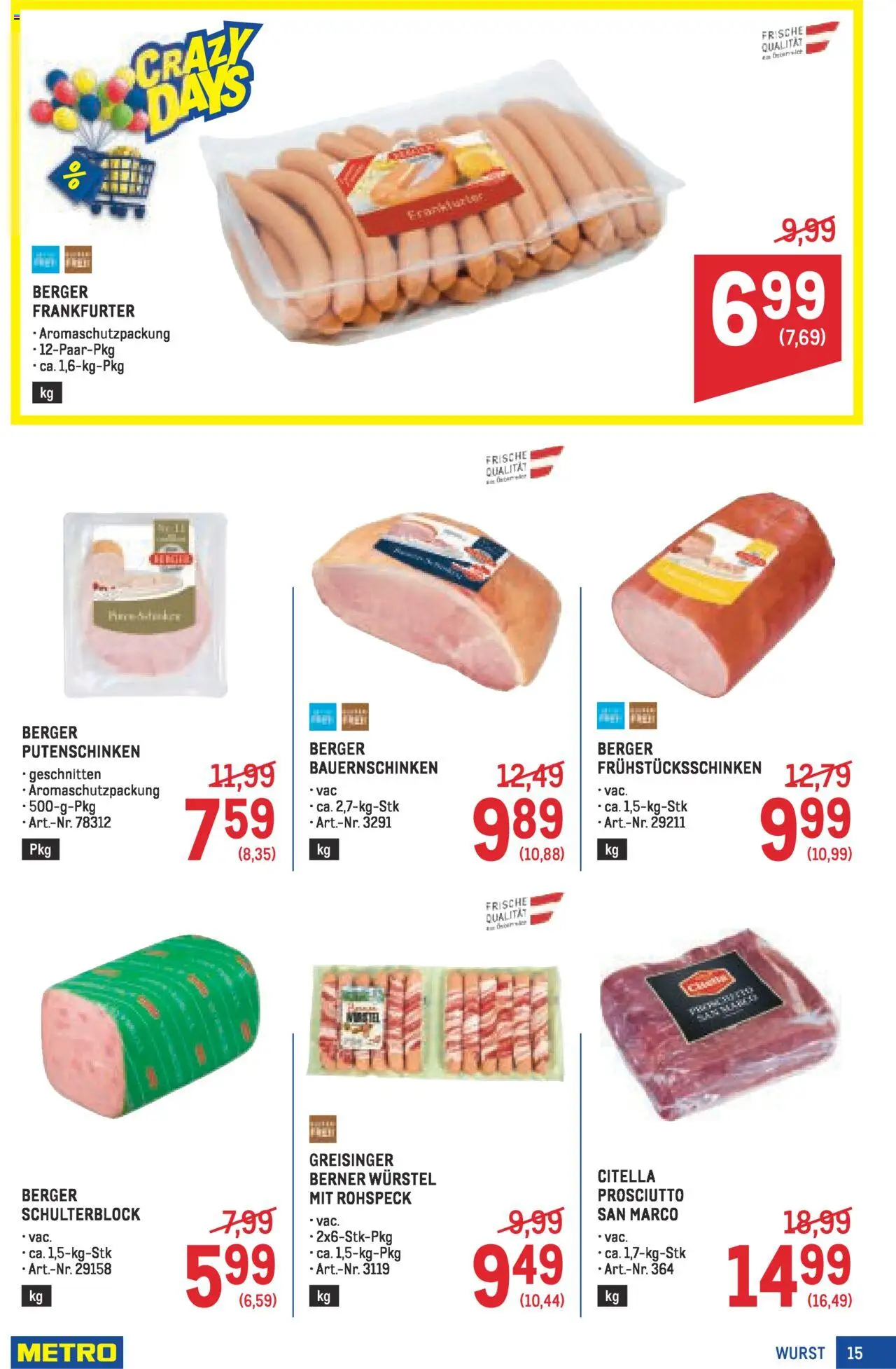 Metro angebote Profi gültig ab 16.10.2025 | Seite: 15 | Produkte: Wurst