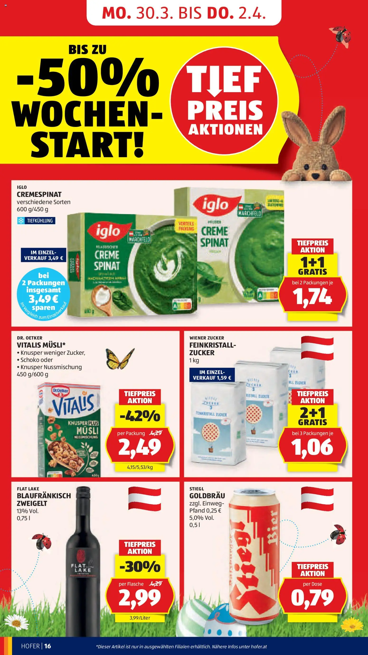 Hofer Flugblatt gültig ab 27.03.2026 | Seite: 20 | Produkte: Zucker, Creme, Bier