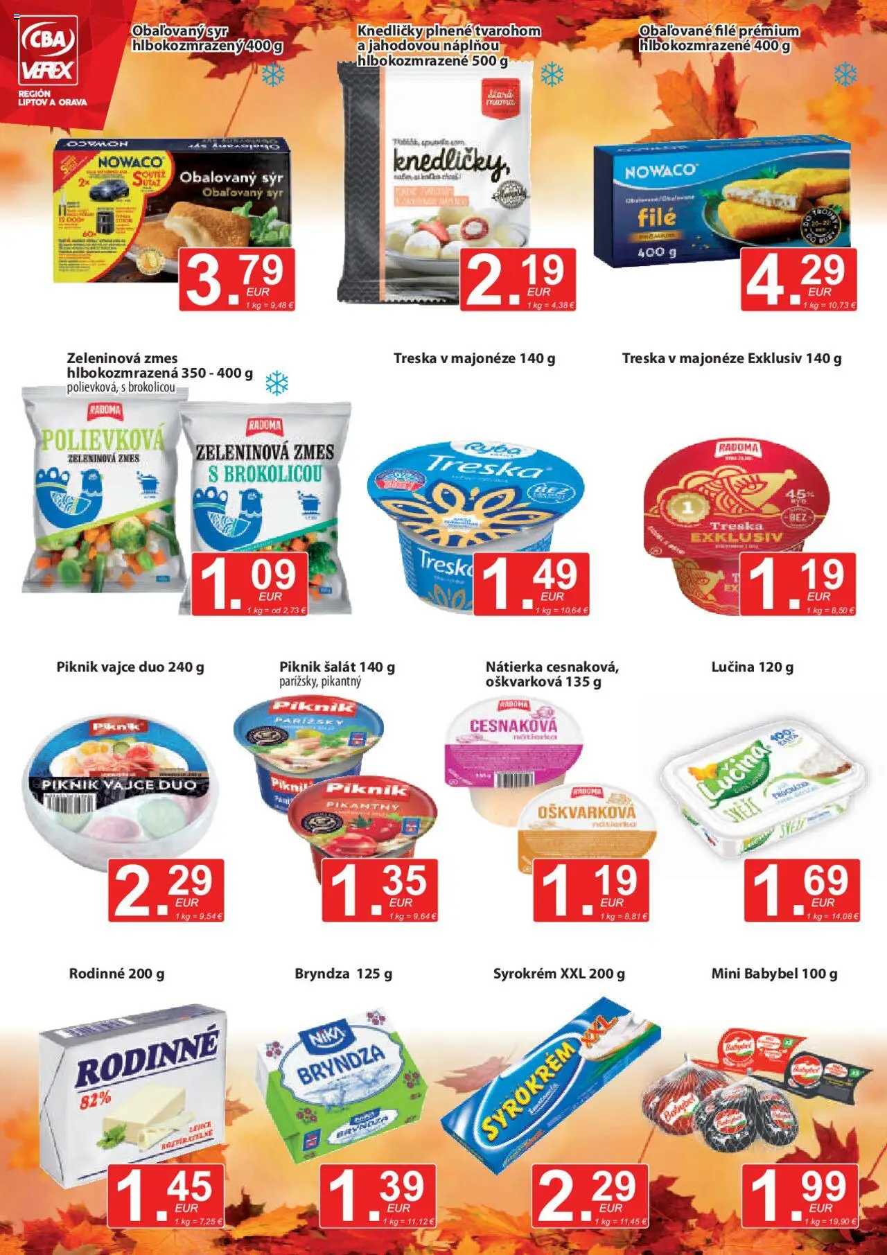 Nové CBA Verex akcie – leták je platný od 16.10.2025 | Strana: 4 | Produkty: Syr, Bryndza, Šalát, Treska