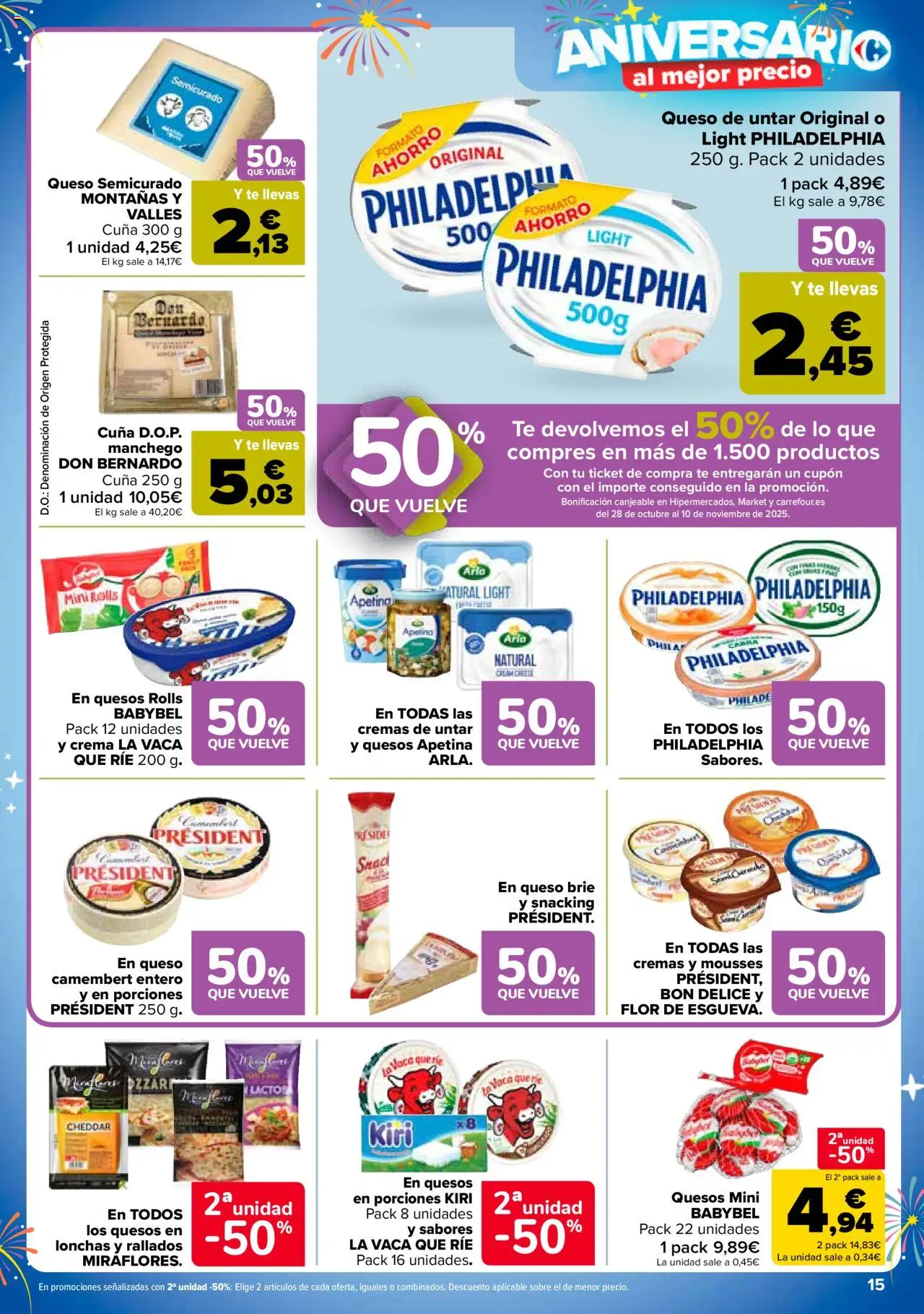 Carrefour folleto │ válido desde el 14.10.2025 | Página: 15 | Productos: Queso, Crema, Té, Cuna