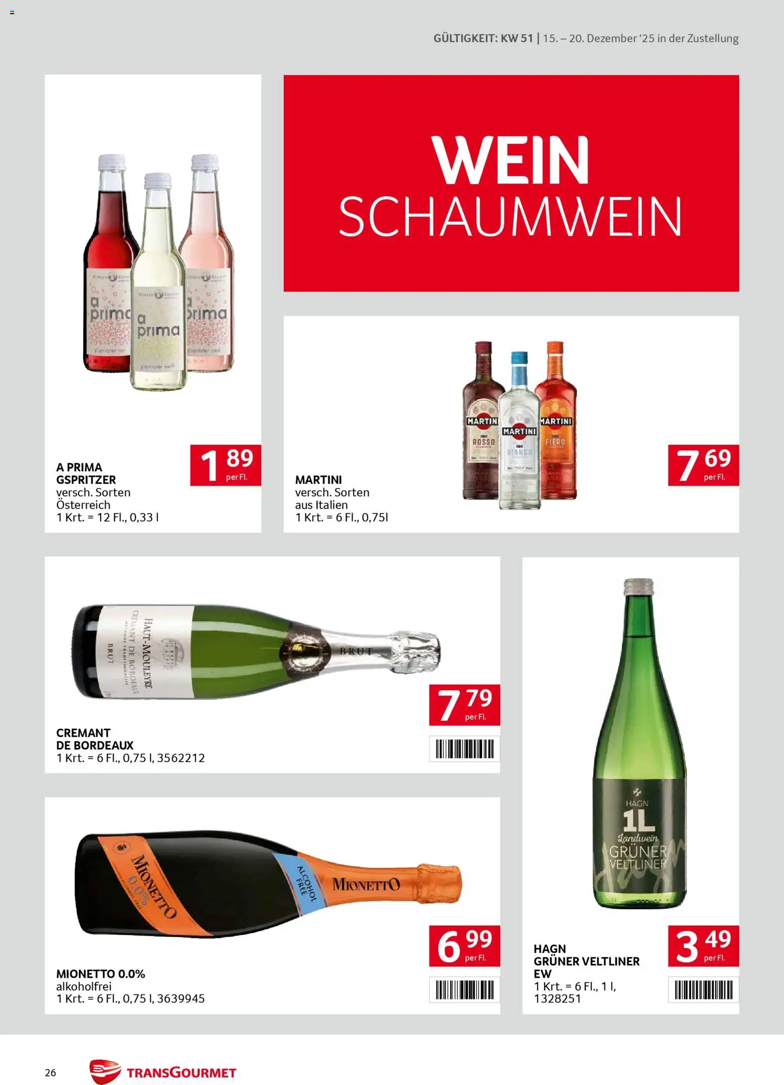 Transgourmet Zustellaktion gültig ab 15.12.2025 | Seite: 26 | Produkte: Wein