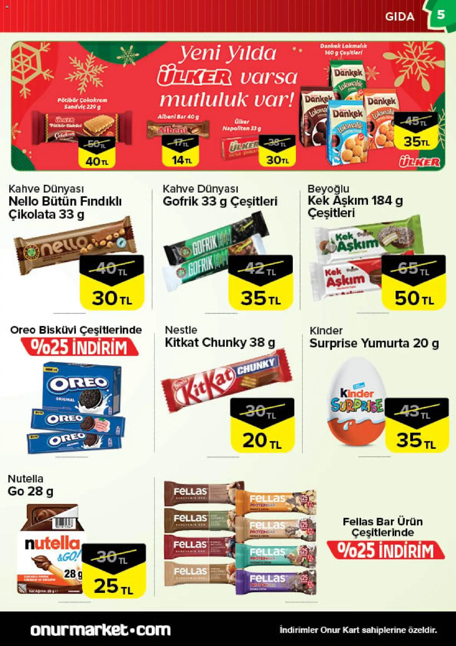 Onur Market Katalog -Trakya - 02.01.2026 tarihinden itibaren geçerlidir | Sayfa: 5 | Ürünler: Yumurta, Kahve, Çikolata, Bisküvi