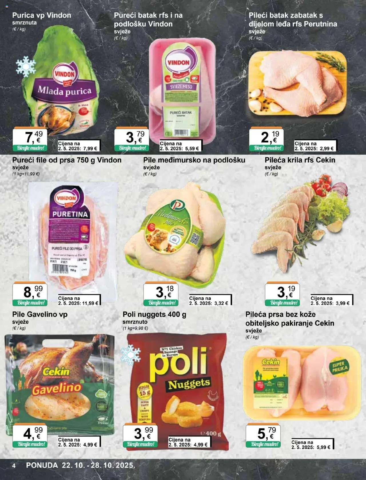 KTC katalog | vrijedi od 22.10.2025 | Stranica: 4 | Proizvodi: Puretina, Pileća krila, Meso, Pileća prsa