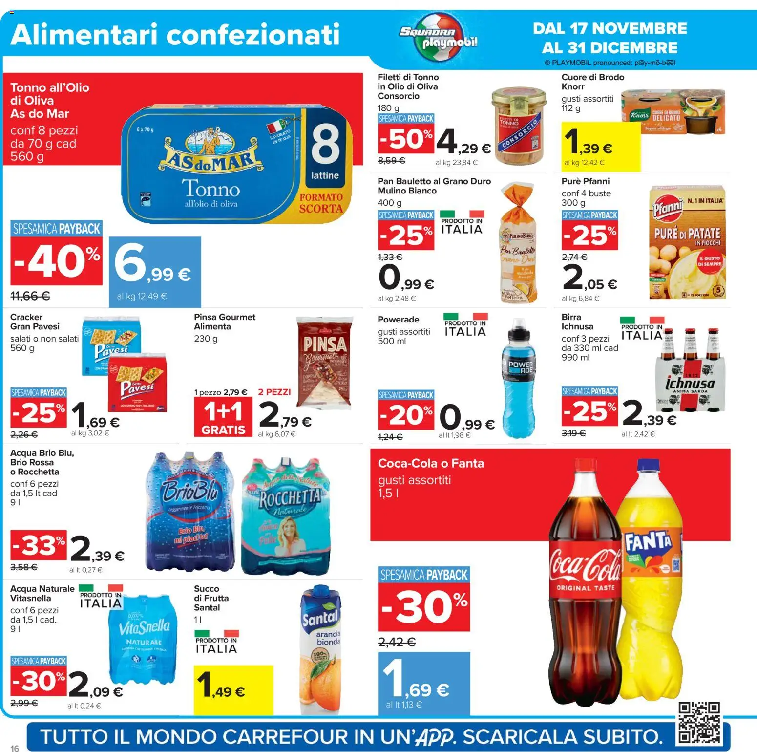 Volantino Carrefour del 02.12.2025 | Pagina: 16 | Prodotti: Birra, Acqua naturale, Fanta, Arancia