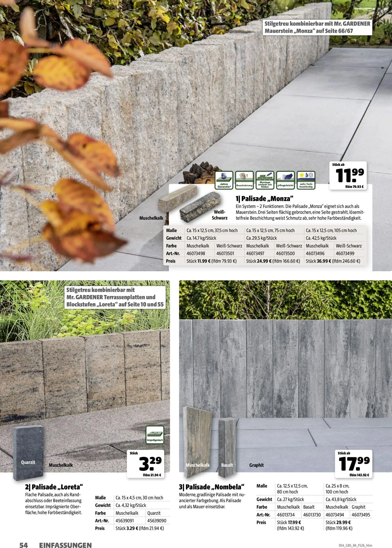 Hagebau Gartenbaustoffsortiment – gültig ab 02.03.2026 | Seite: 54 | Produkte: Gewicht