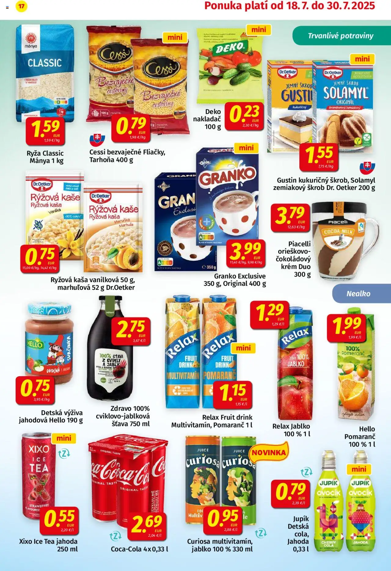 Koruna leták │ platný od 18.07.2025 | Strana: 17 | Produkty: Cestoviny, Krém, Cola, Granko