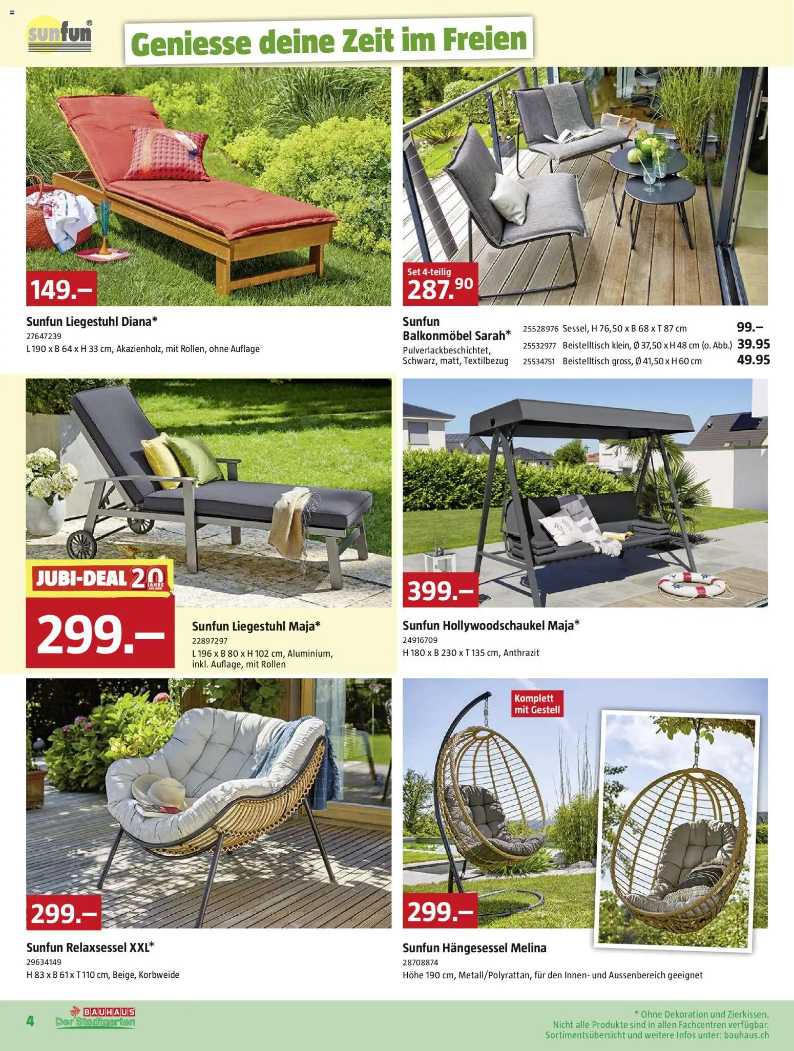 Bauhaus aktionen – gültig ab 27.04.2026 | Seite: 4 | Produkte: Liegestuhl, Beistelltisch, Relaxsessel