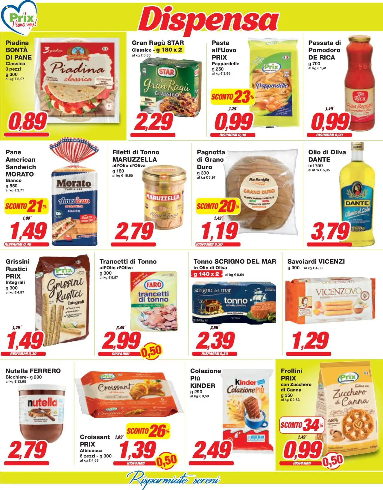 Volantino Prix del 26.09.2025 | Pagina: 18 | Prodotti: Olio, Nutella, Tonno, Grissini