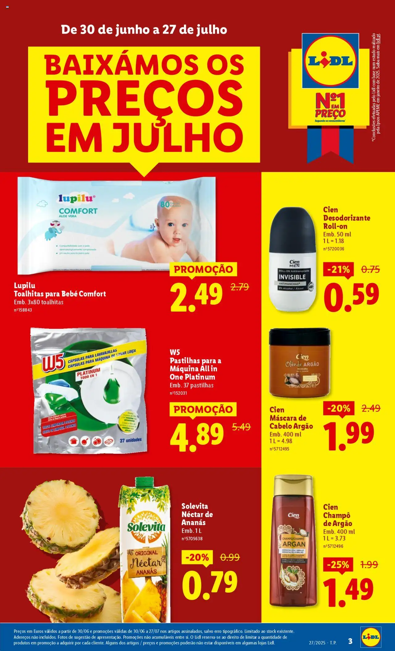 Lidl folheto │ válido de 30.06.2025 | Página: 3 | Produtos: Máquina de lavar, Shampoo, Antitranspirante, Óleo