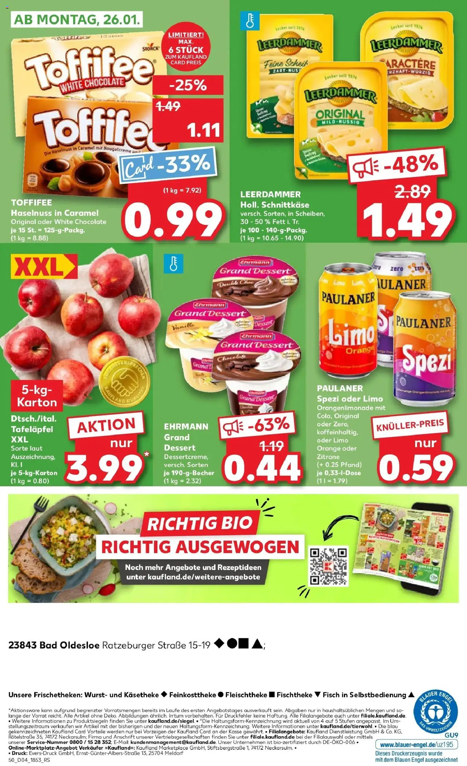 Kaufland prospekt Bad Oldesloe	 – gültig ab 22.01.2026 | Seite: 50 | Produkte: Ehrmann grand dessert, Paulaner spezi, Zitrone, Wurst
