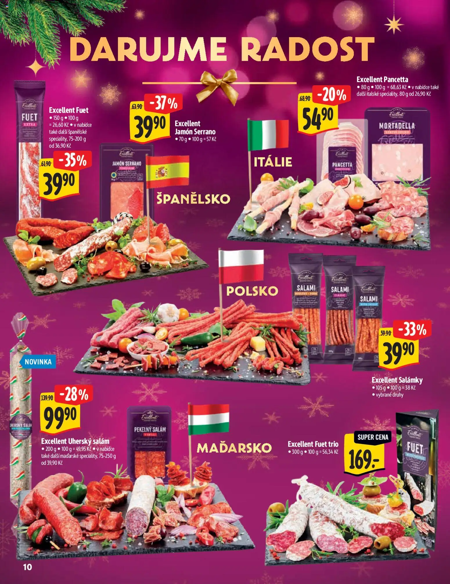 Albert katalog - Hypermarket - Delikatesy od 03.12.2025 | Strana: 10 | Produkty: Jamón Serrano, Uherský salám, Mortadella, Fuet