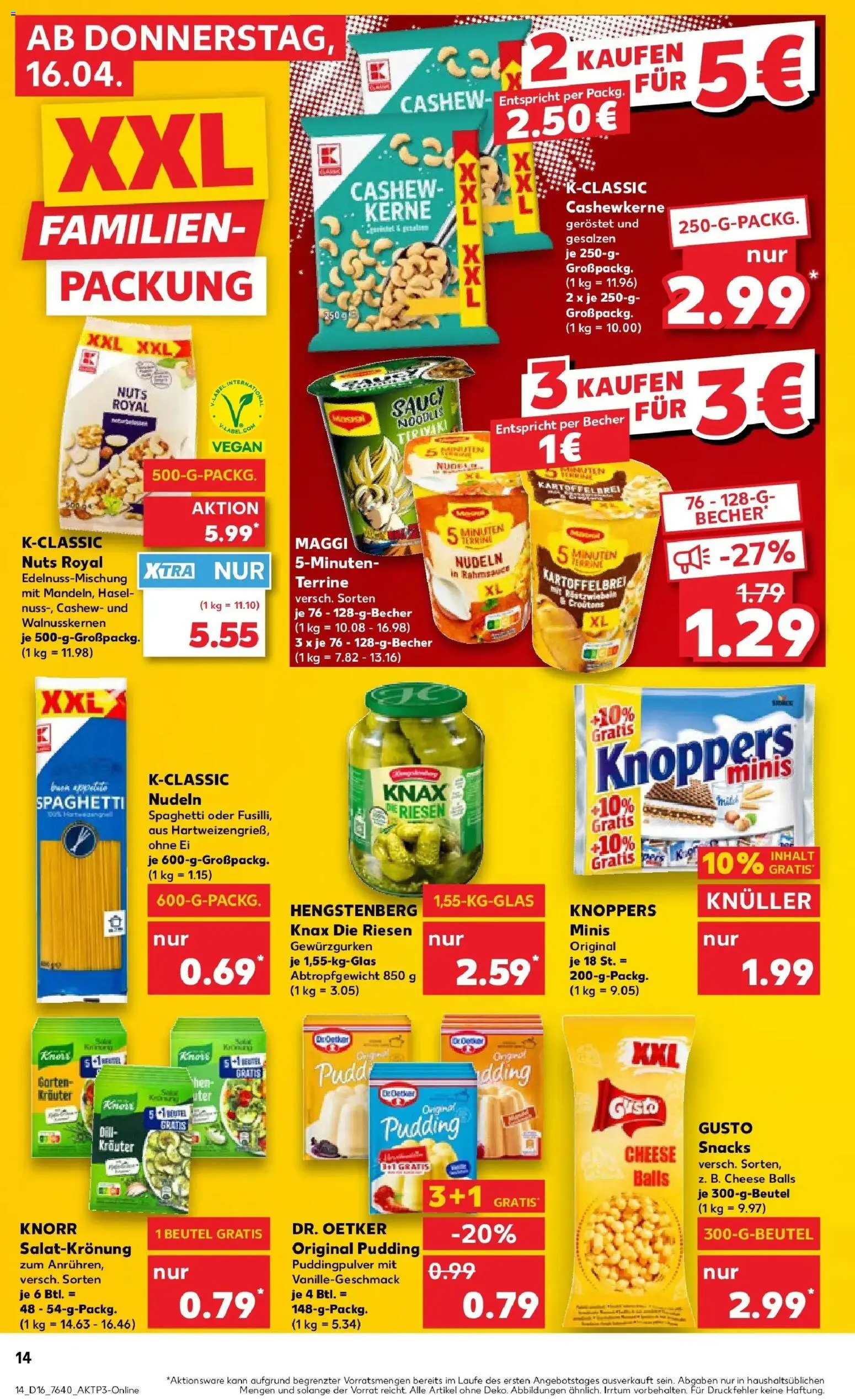 Kaufland Prospekt Düsseldorf	 – gültig ab 16.04.2026 | Seite: 14 | Produkte: Maggi, Dressing, Knorr, Pudding