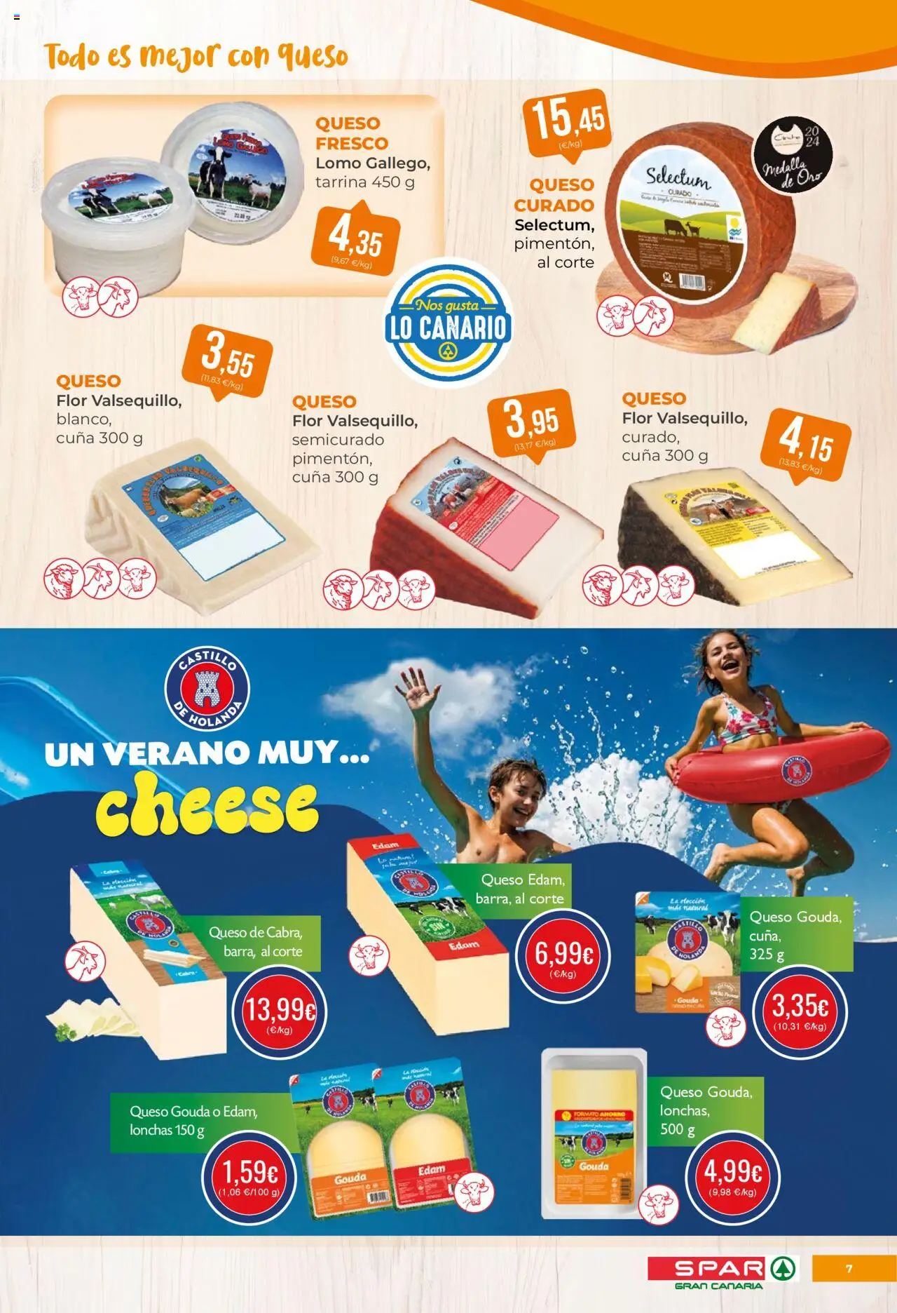 Spar folleto │ válido desde el 08.08.2025 | Página: 7 | Productos: Queso, Queso Gouda, Cuna